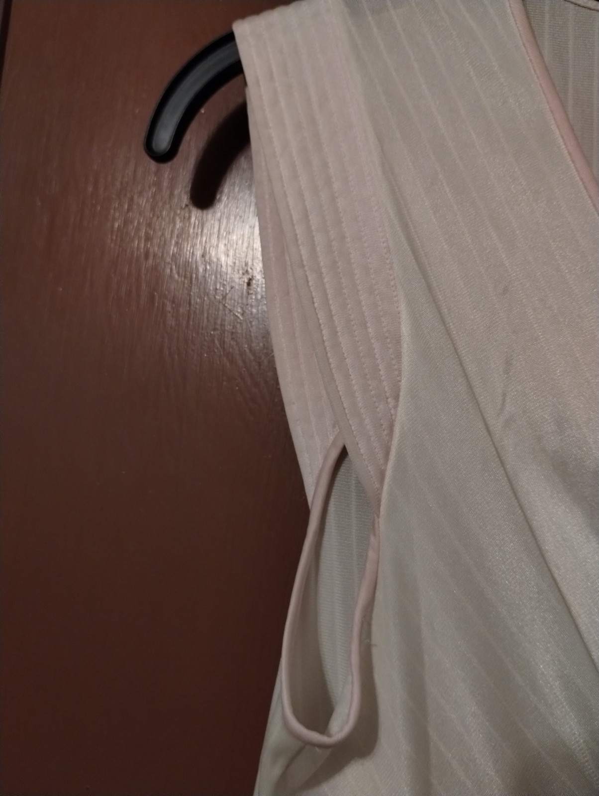 Vintage Lorraine Nylon Nightgown Small USA-STRIPED PINK BEIGE-loose bottom hem