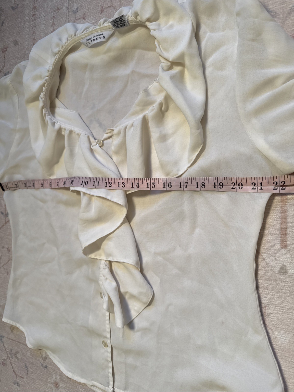 Vtg 90s Express Ivory Ruffle Romantic Poet Blouse Coquette Cottage Renaissance M