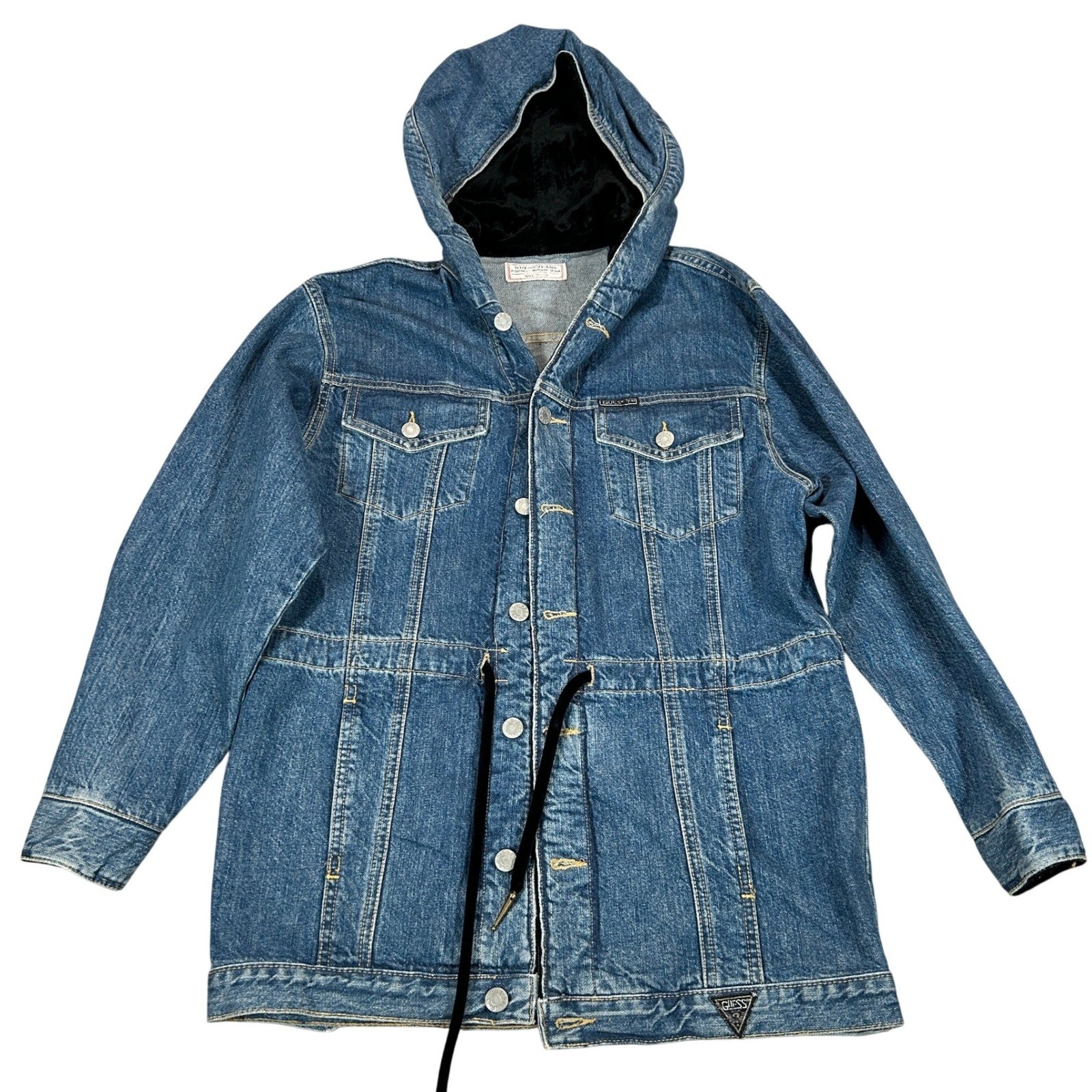 Vintage Guess Jeans Georges Marciano Hooded Denim Jacket USA Womens Small 13818V