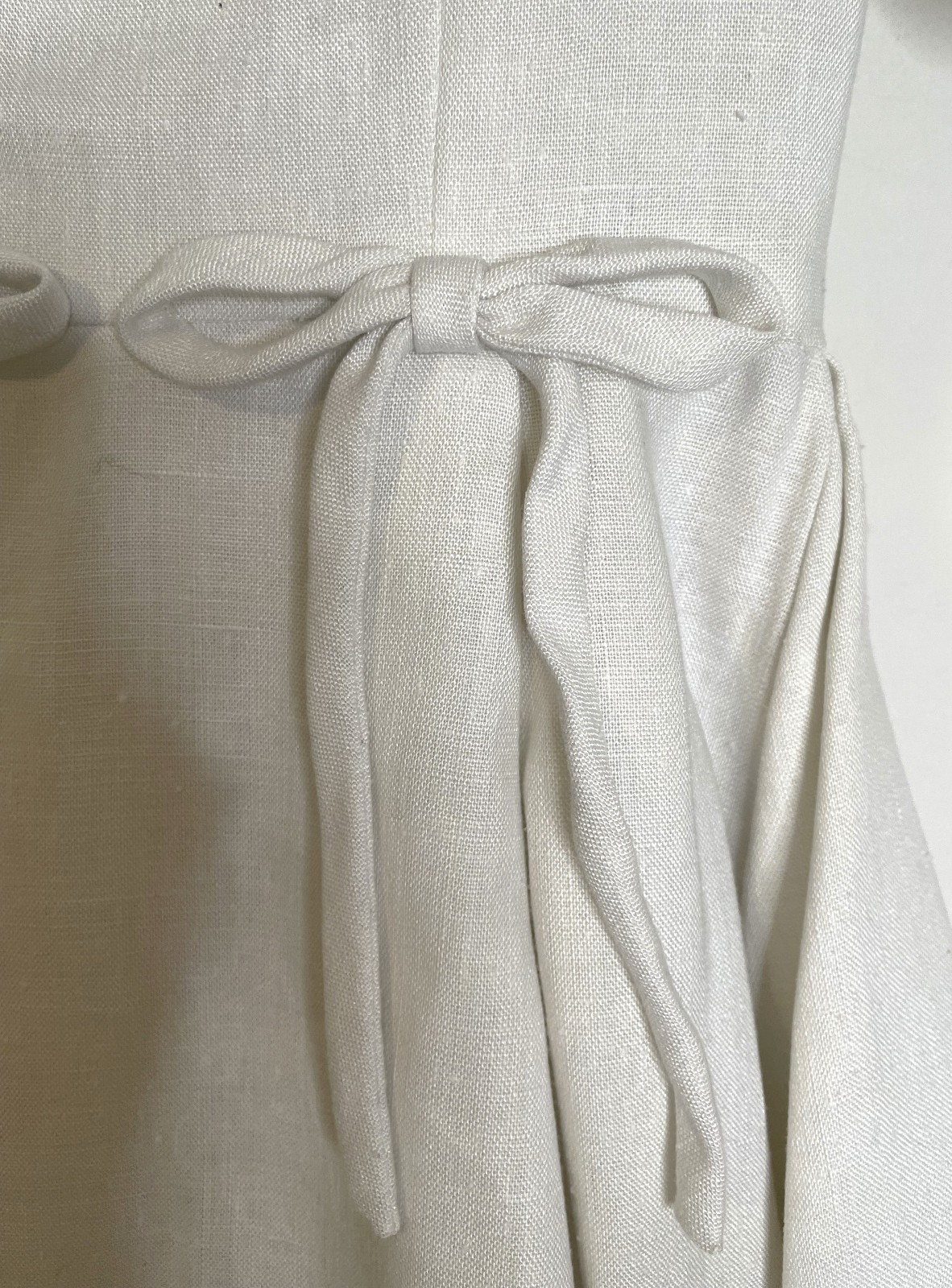 Vintage 40s Irish Linen Wedding Dress XS S Button Back Bows Long Train SS 0 2 4