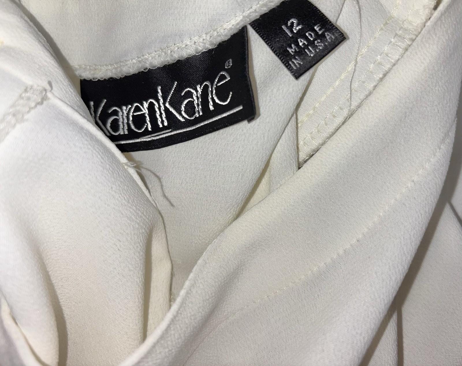 Vintage Karen Kane Women Size 12 Keyhole Button Short Dolman Sleeve Top Ivory
