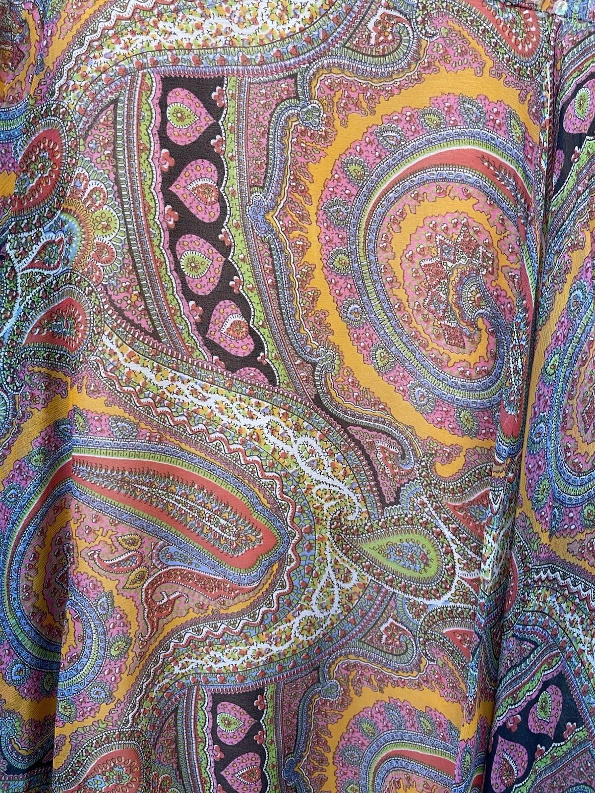 Vintage 60s/70s Lisa Meril Paisley Mini Dress sequin detail bright colors Disco