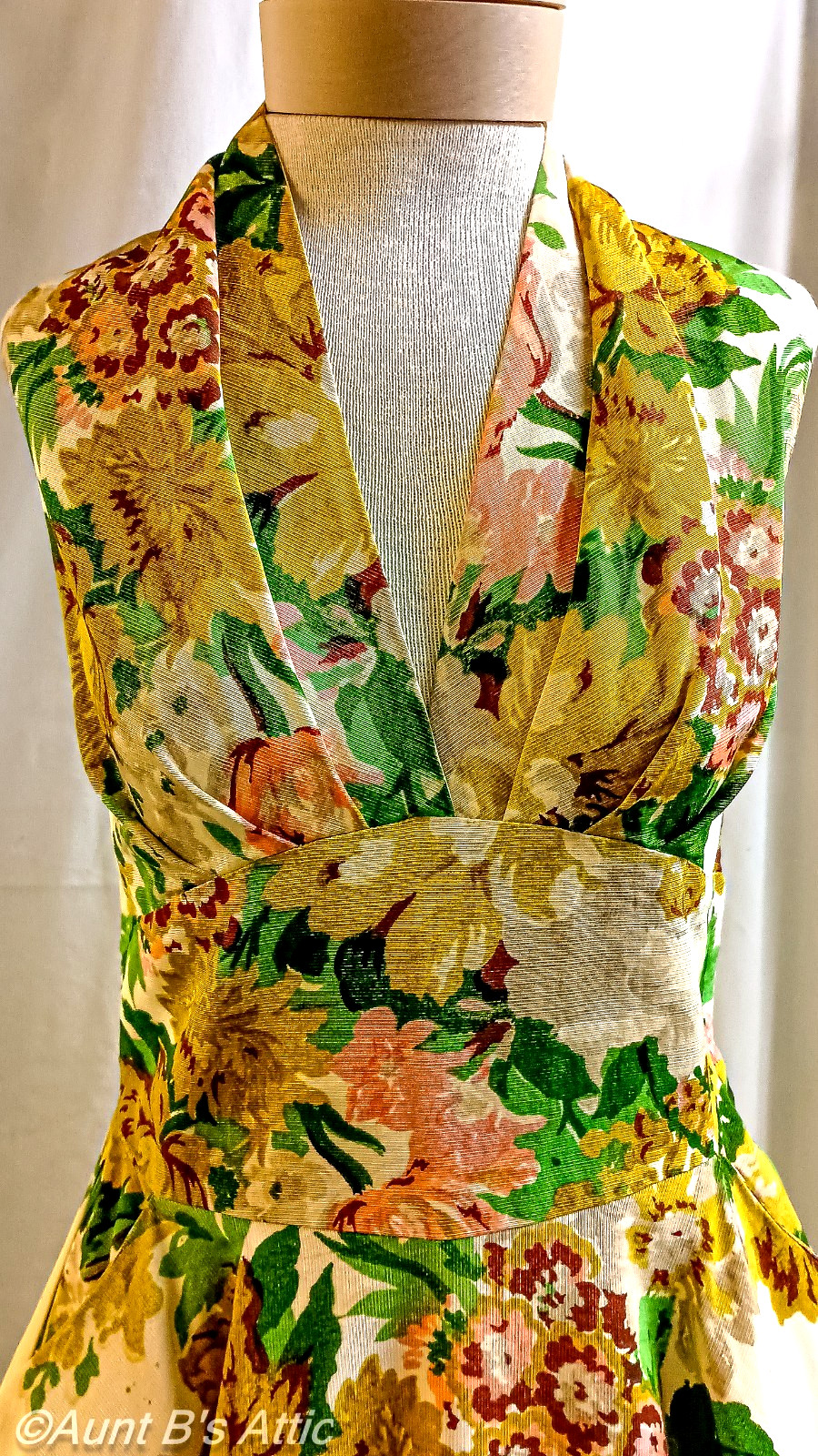 Vintage 50&rsquo;s Reina Cristina Party/Special Occasion Floral Halter Dress Medium