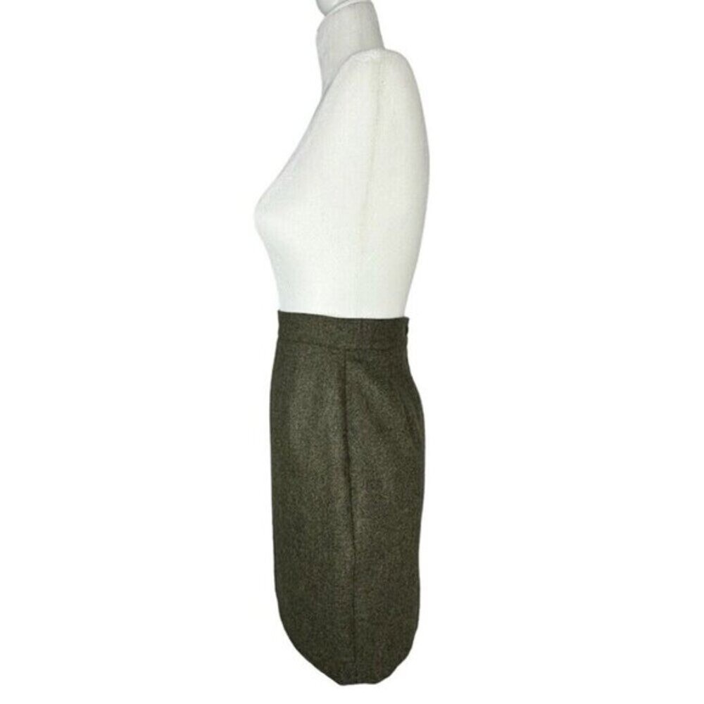 Fendi Olive Green 100% Virgin Wool Pencil Skirt Made in Italy Size FR 38/ US 25