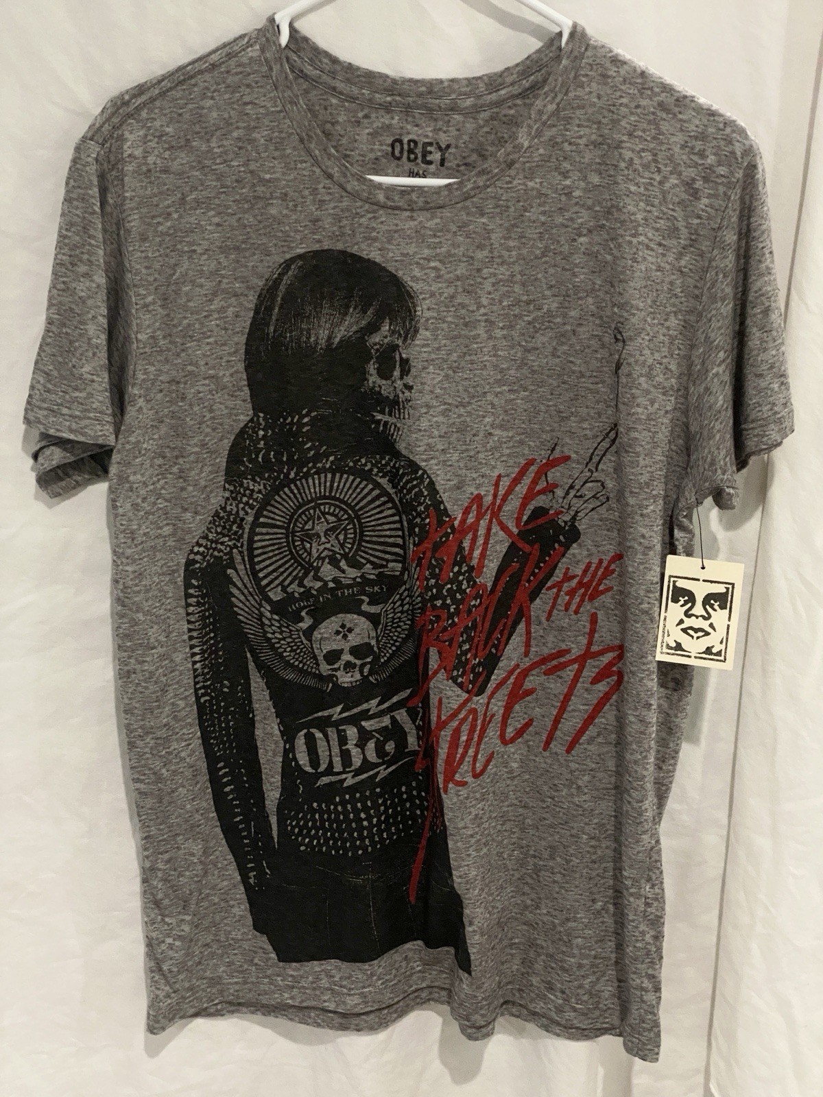 OBEY Rare T-Shirt Size M Punk Goth Grunge Boyfriend Tee Big Graphic NWT