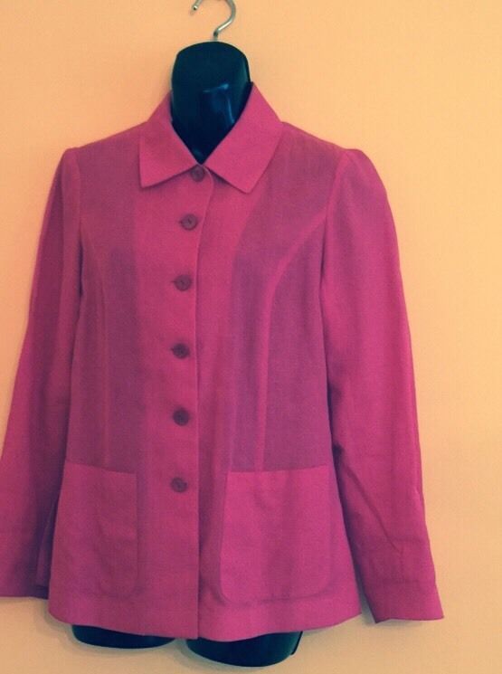 VTG KENZO Paris Fuchsia Button Front Linen Jacket SZ 36 Made in France CUTE