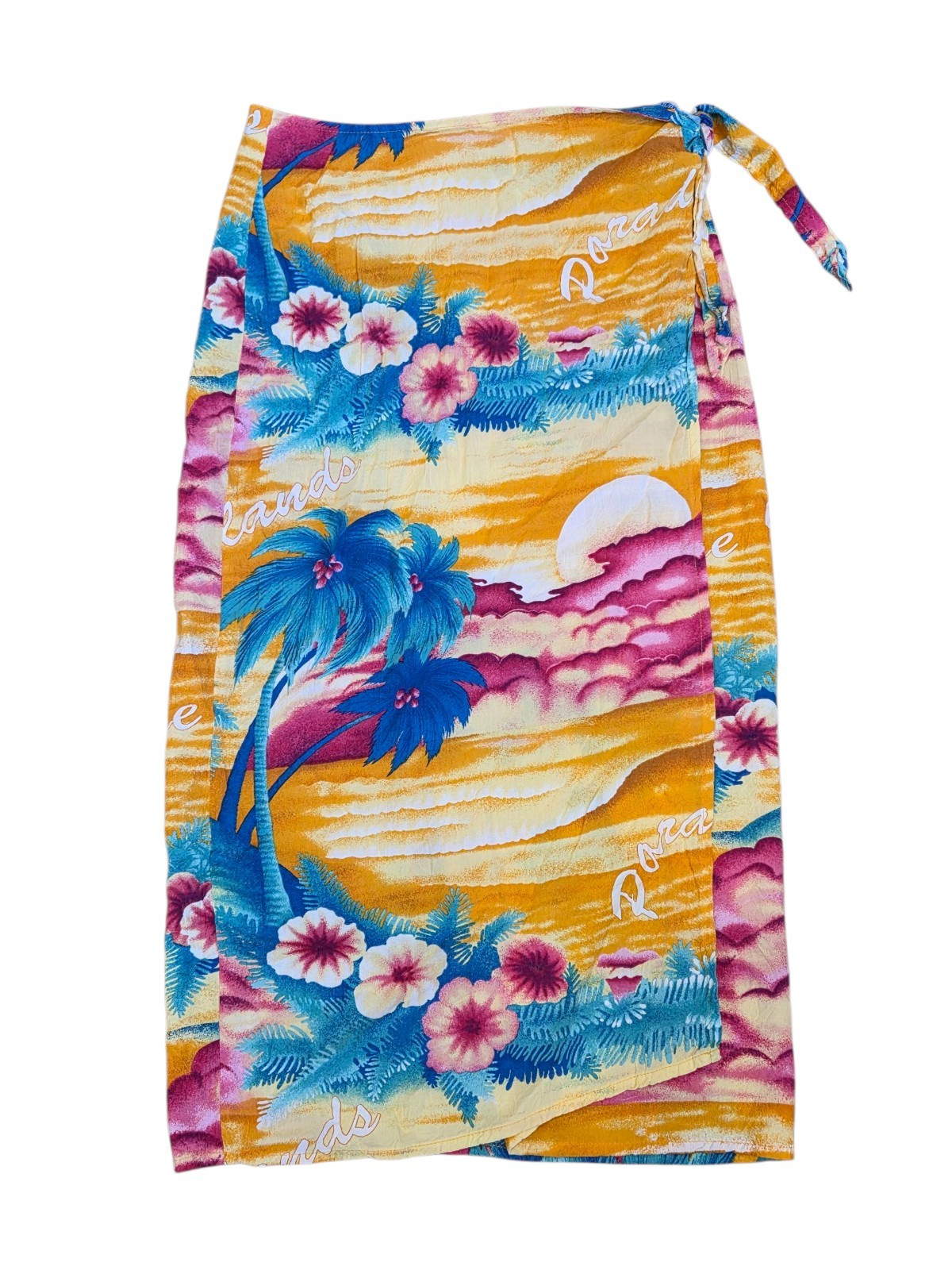 JAMS WORLD Vintage Wrap Skirt Sarong Adjustable Waist Rayon Paradise Hawaii | L