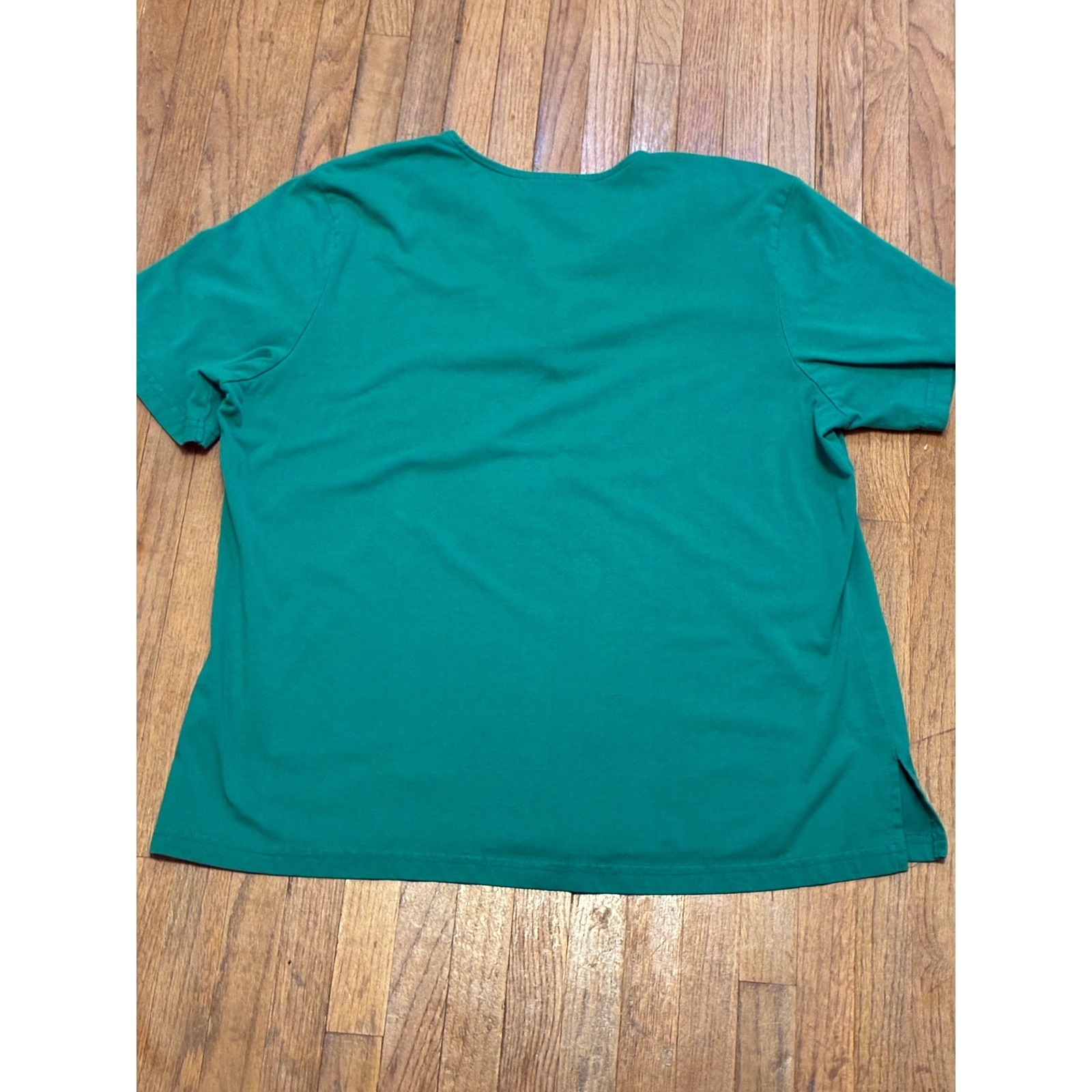 CW Classics Vintage Green Embroidered Floral V-Neck Short Sleeve Top Size LP