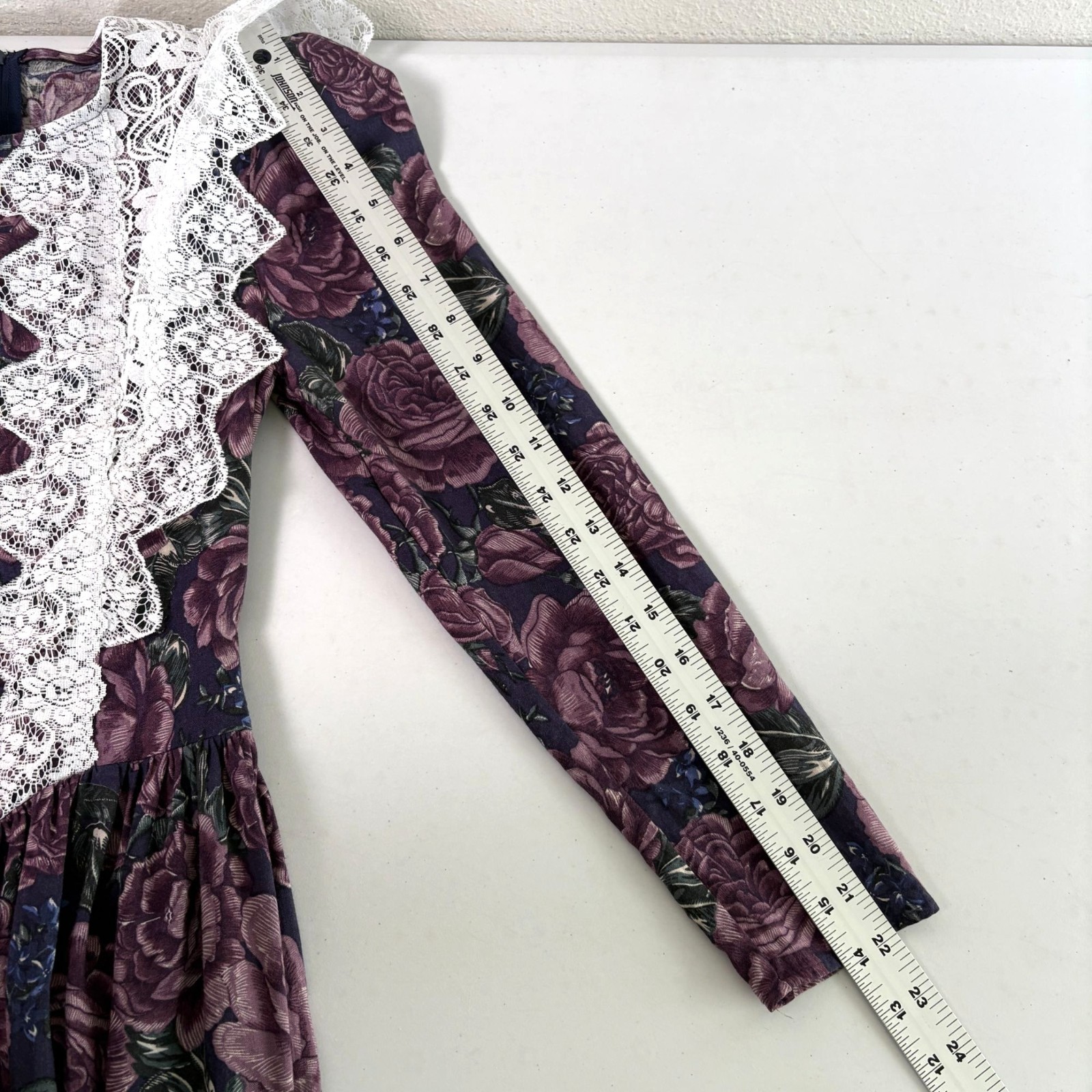 Vintage Jessica McClintock Gunne Sax Dress Size 3 4 Floral Lace Trim Cottage