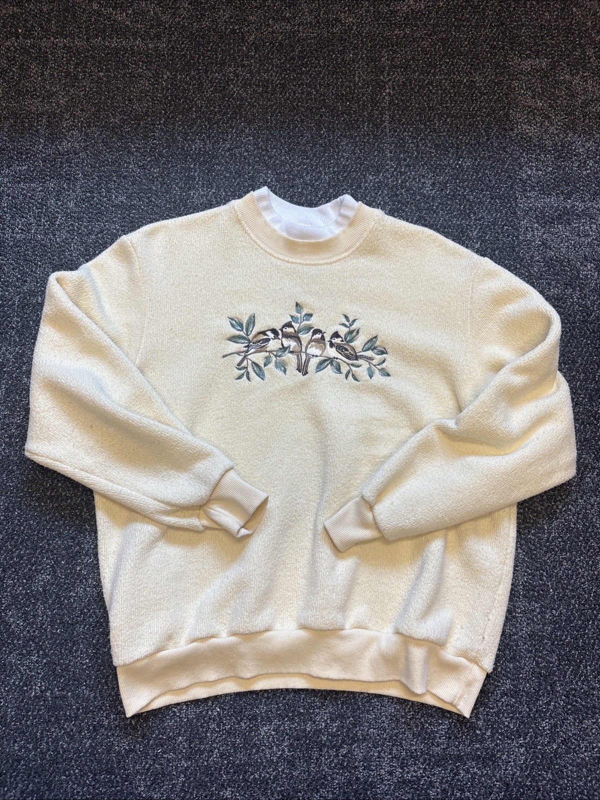 BonWorth Vintage 1990s Embroidered Bird Cottagecore Sweater Size S Pre-Owned