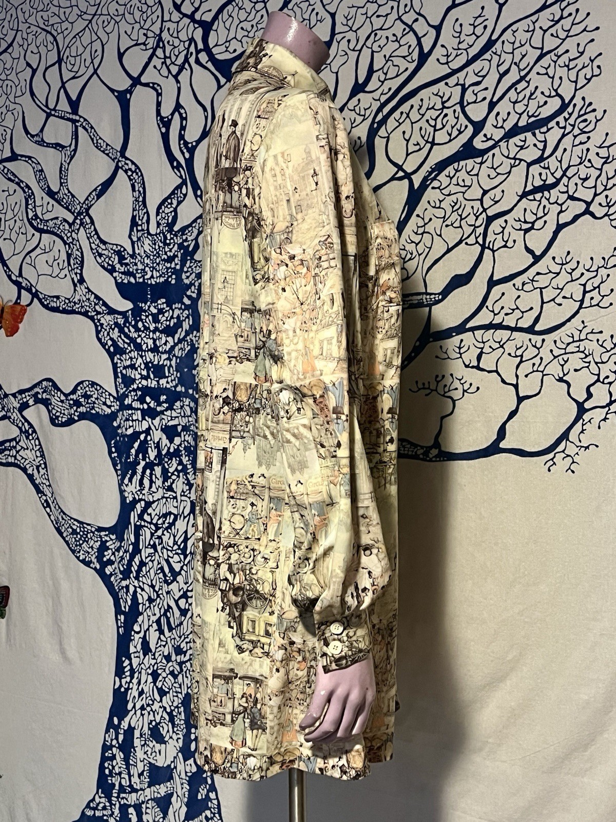 Vintage 70s Retro Designer Johnathan Logan City Scene Shirt Dress
