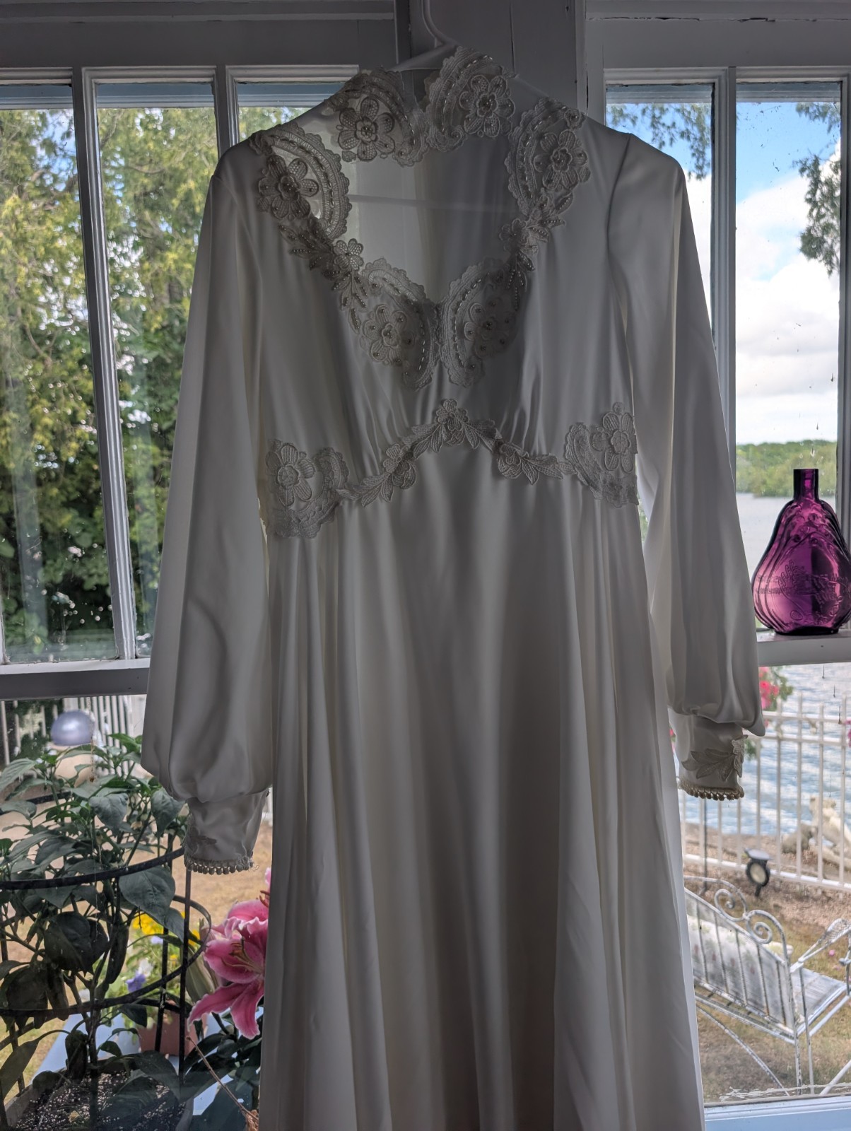 VTG 70s Gunne Sax Sz. 13/14 Romantic Wedding Bridal Lace Prairie Dress