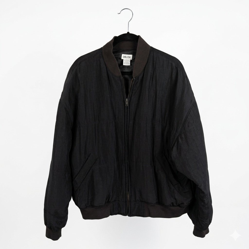 Rare Vintage 100% Silk Women&rsquo;s Black Bomber Jacket – Oblisk Medium
