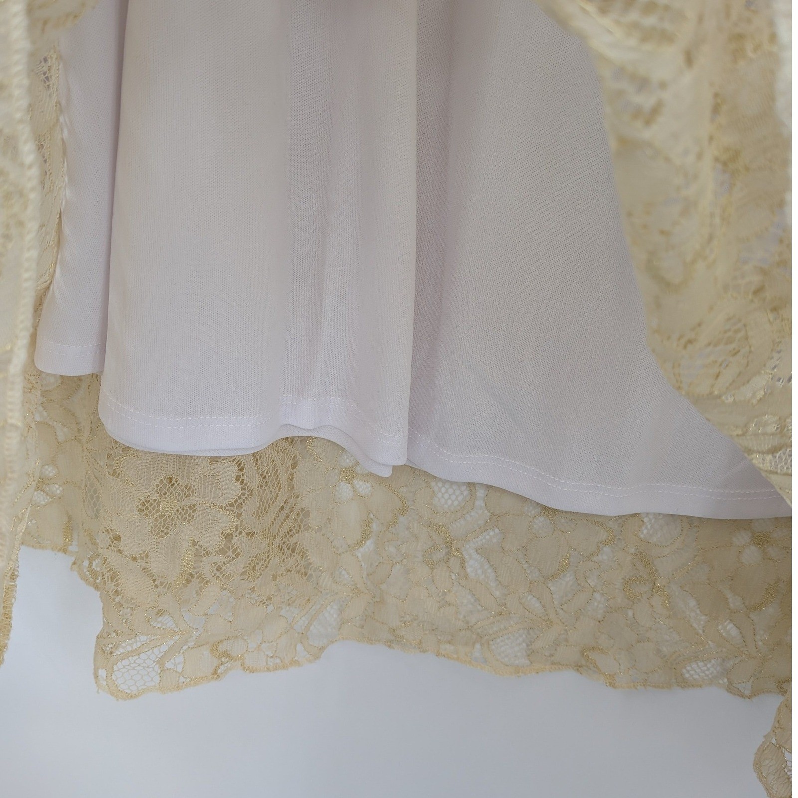 Boho Cottagecore Wedding Glam Yellow Gold Metallic Shimmer Floral Lace XL Skirt
