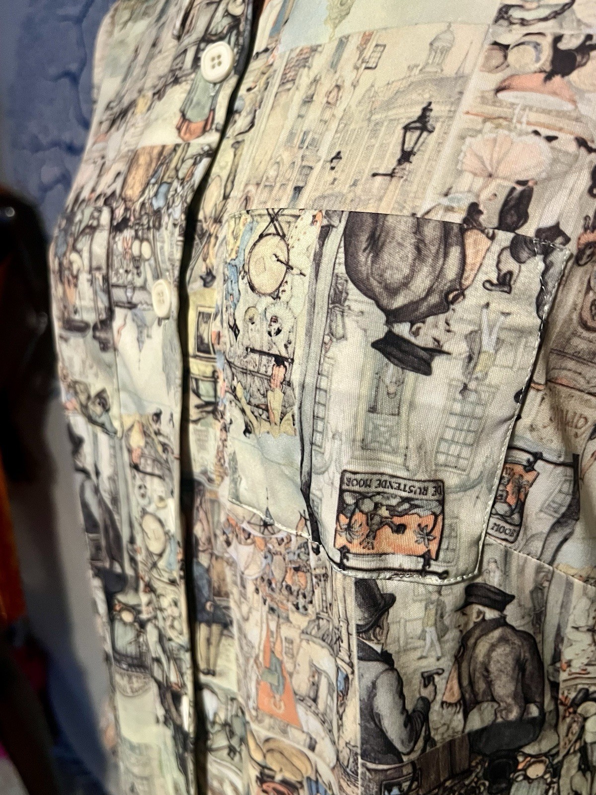 Vintage 70s Retro Designer Johnathan Logan City Scene Shirt Dress