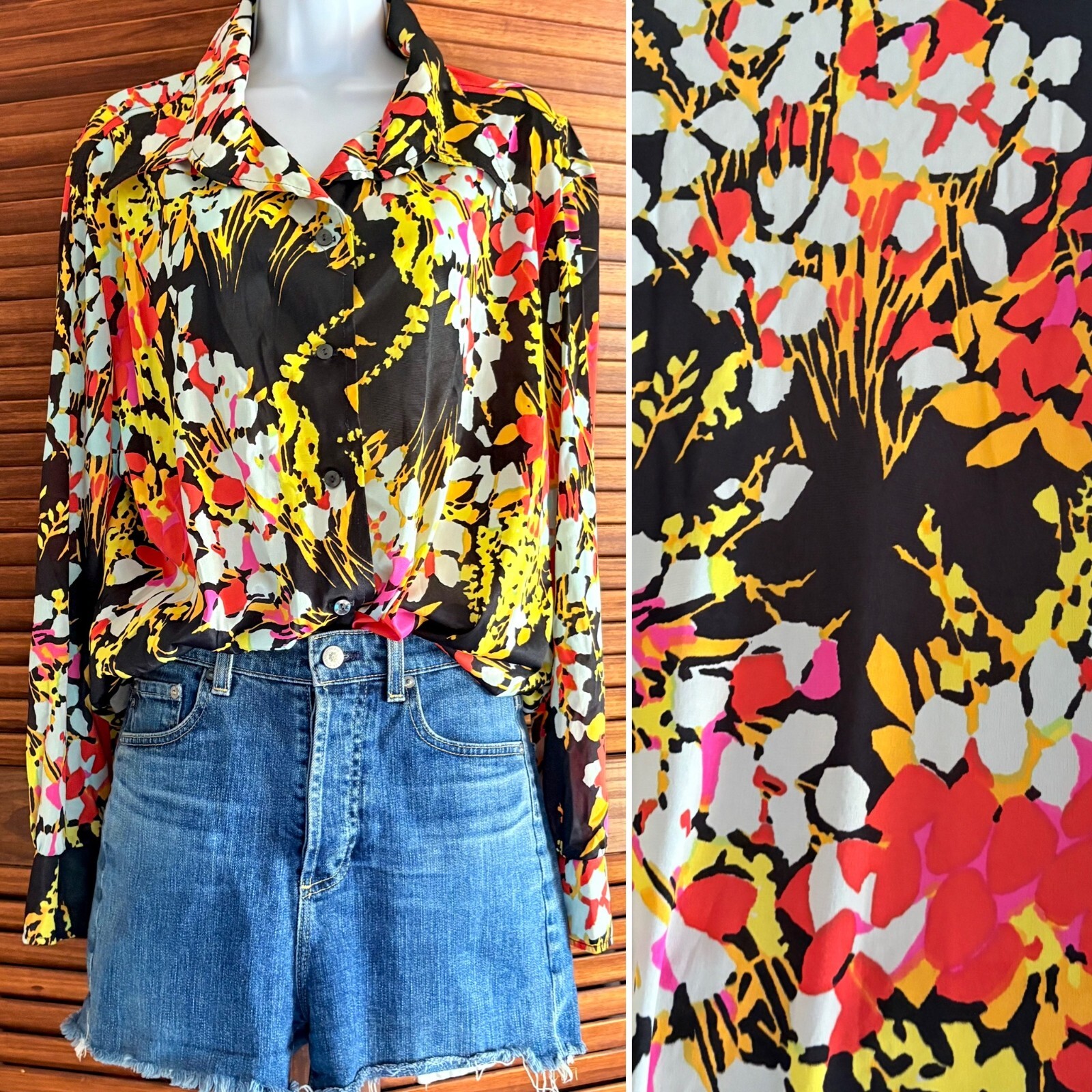 Vintage Shamis Floral Button Down 1970&rsquo;s M/L