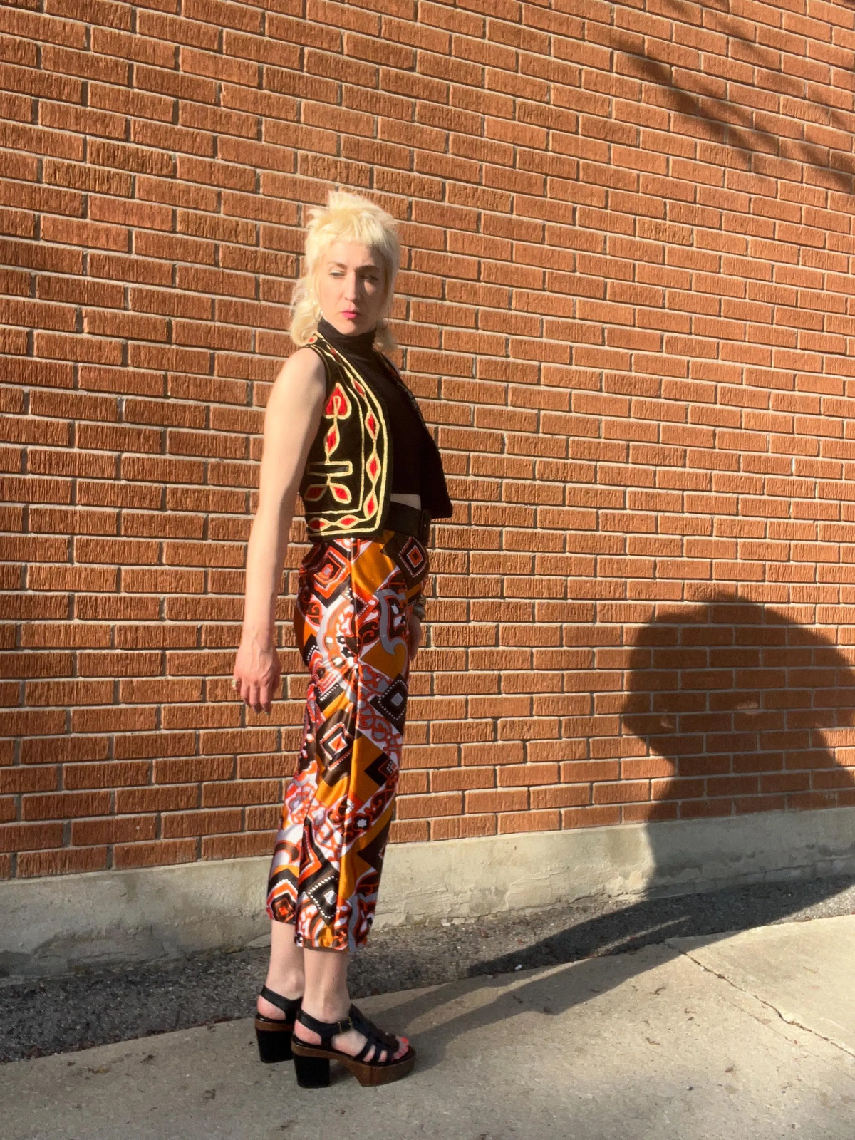 MOD SCROLLWORK Vintage 1960s Psychedelic Printed Pants with Satin Finish