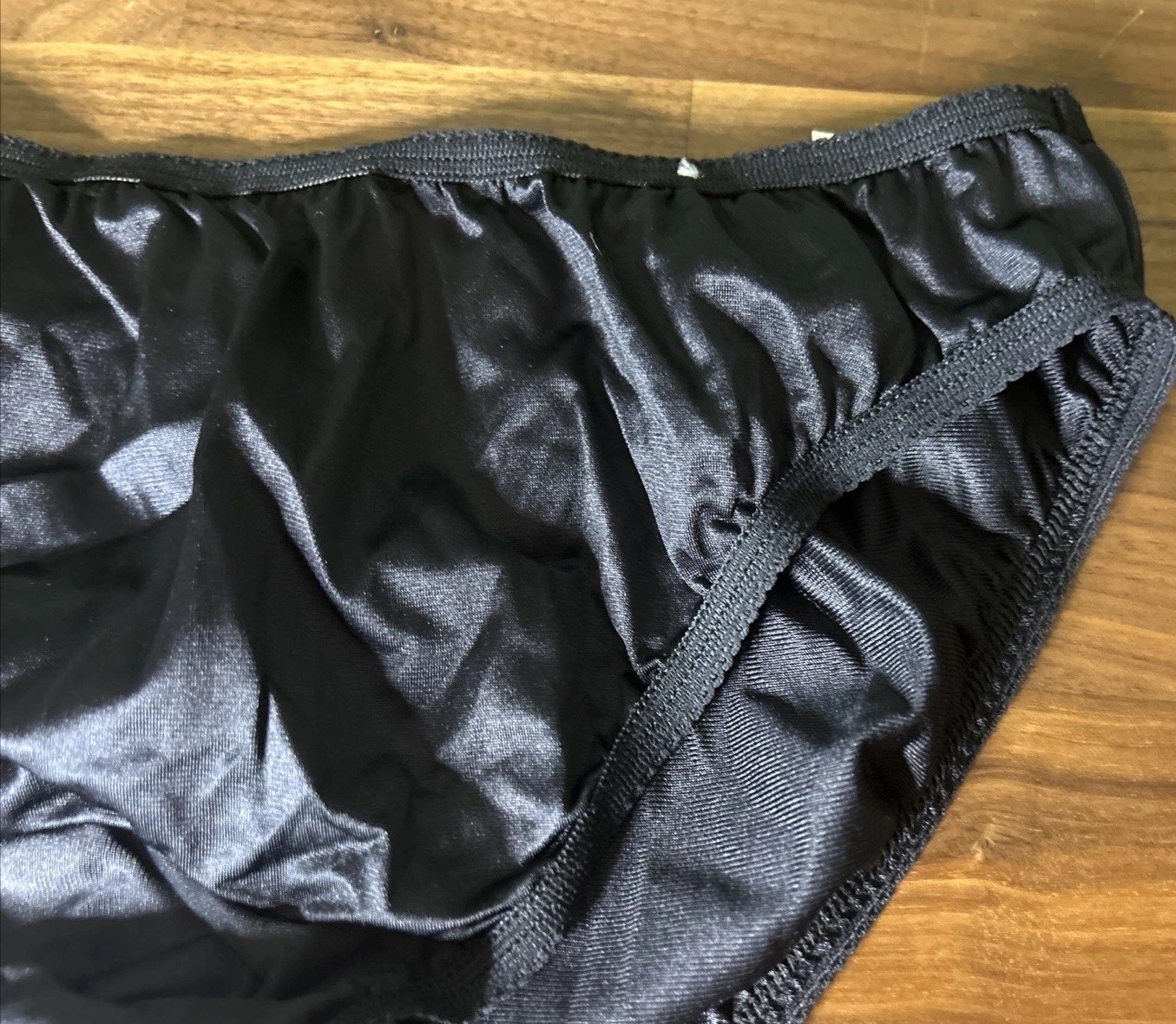 Vtg Vanity Fair Second Skin Nylon Panties Shiny Hi-Cut Sz 7 RARE Black Silky