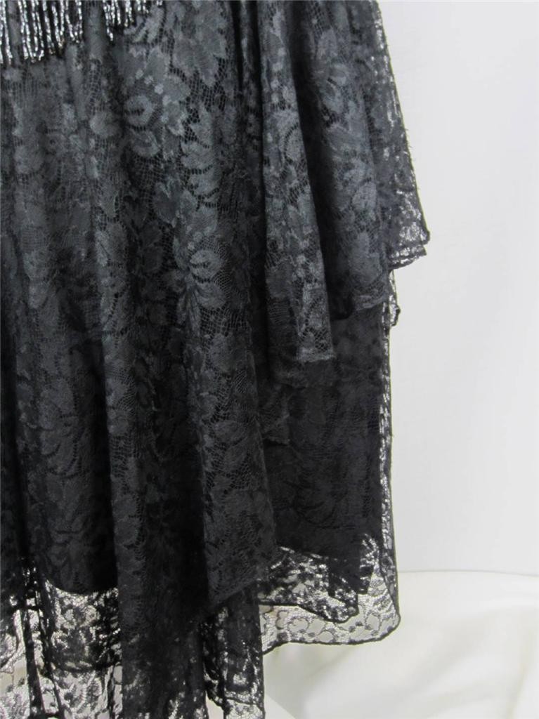 Flapper Dress, Gown Exquisite Beaded Black Lace True VTG 1920s – 30s Paris