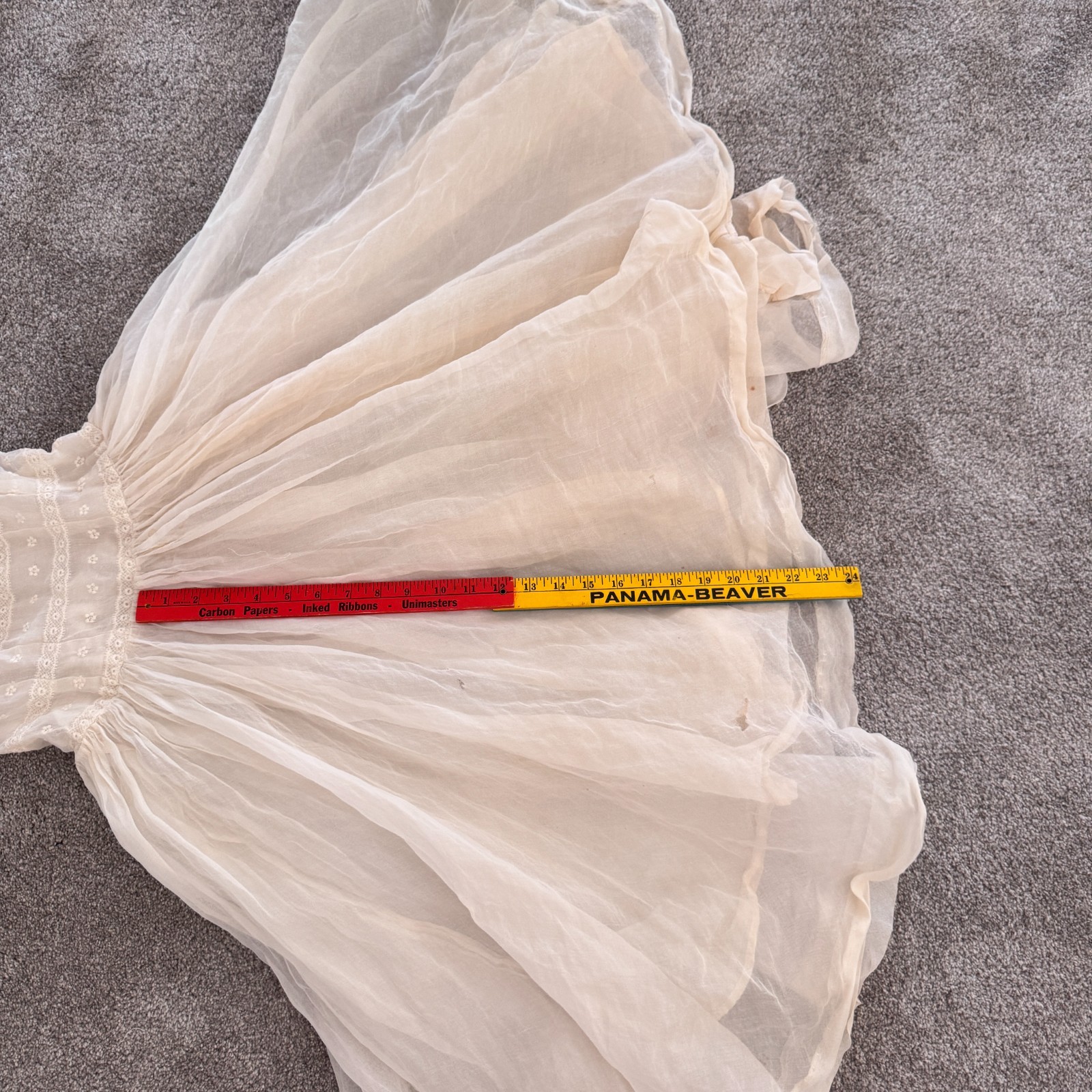 Vintage Tall & Small White Lace Prairie Dress Cottagecore Bridal Gauze XS S