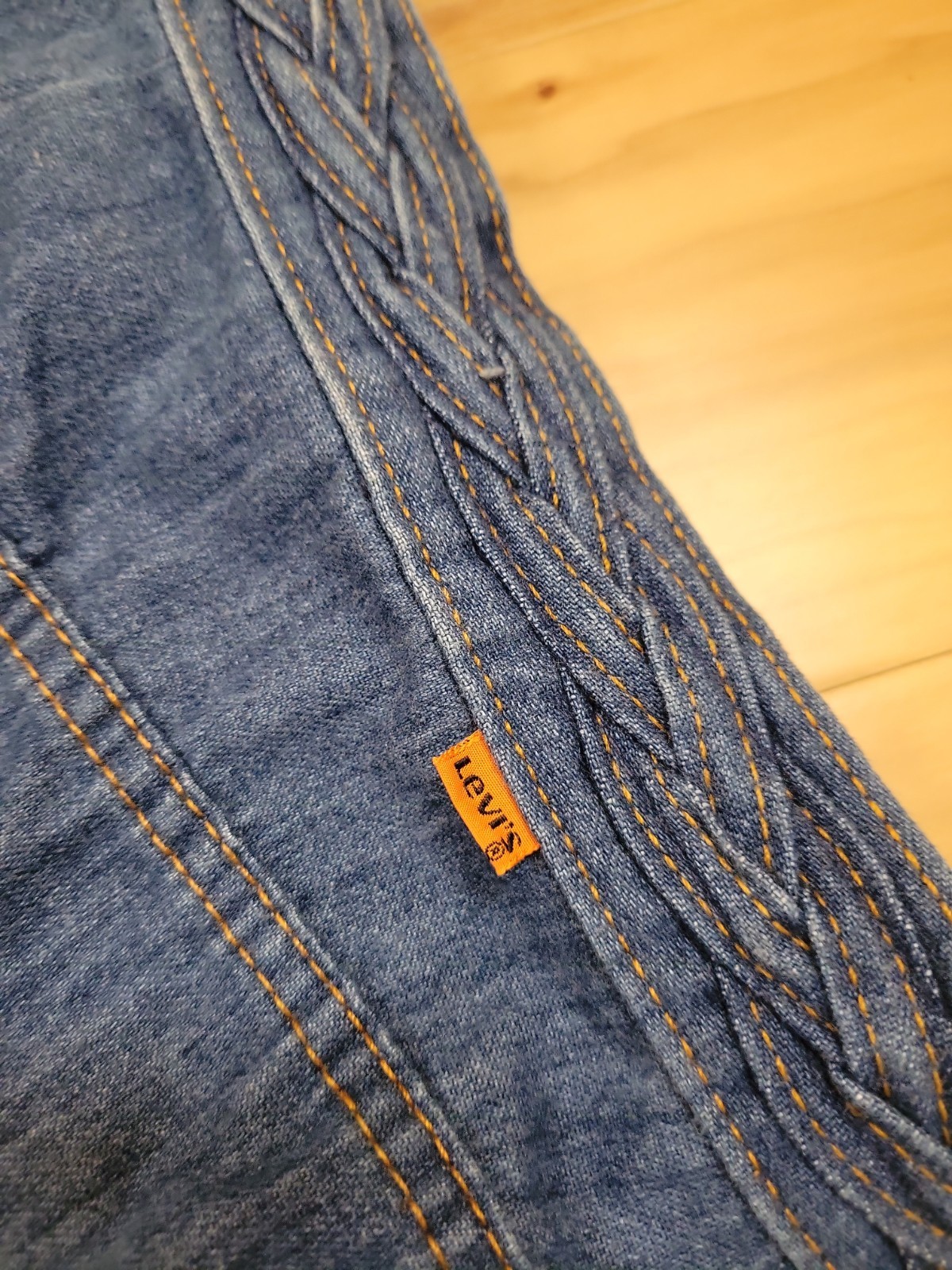 Vtg 70’s Levis Orange Tab Braided High Rise Chambray Denim Jeans Approx 29&Prime; W