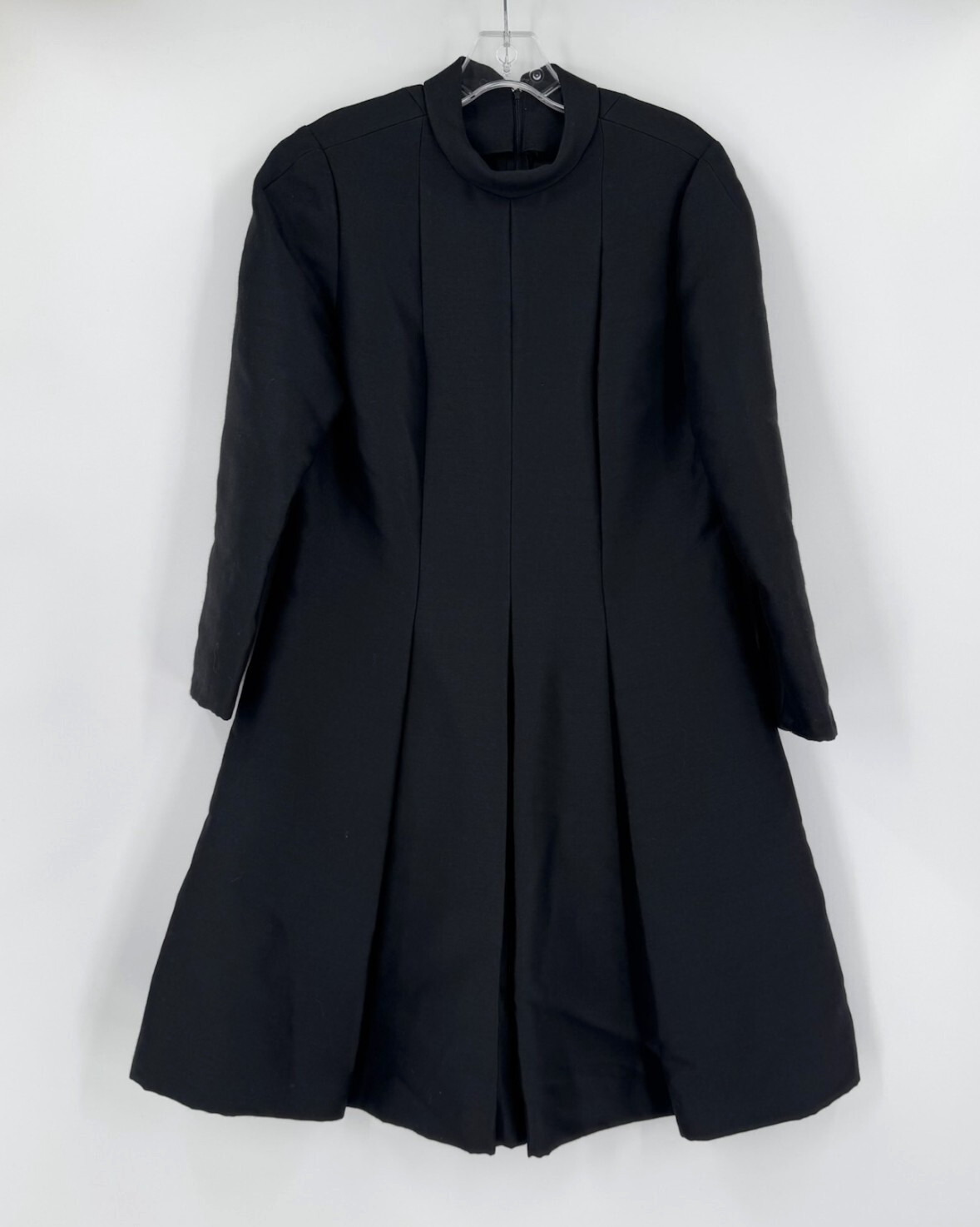 Vintage Womens Unionmade Black Woven Pleated Long Sleeve Dress Coat Sz 50