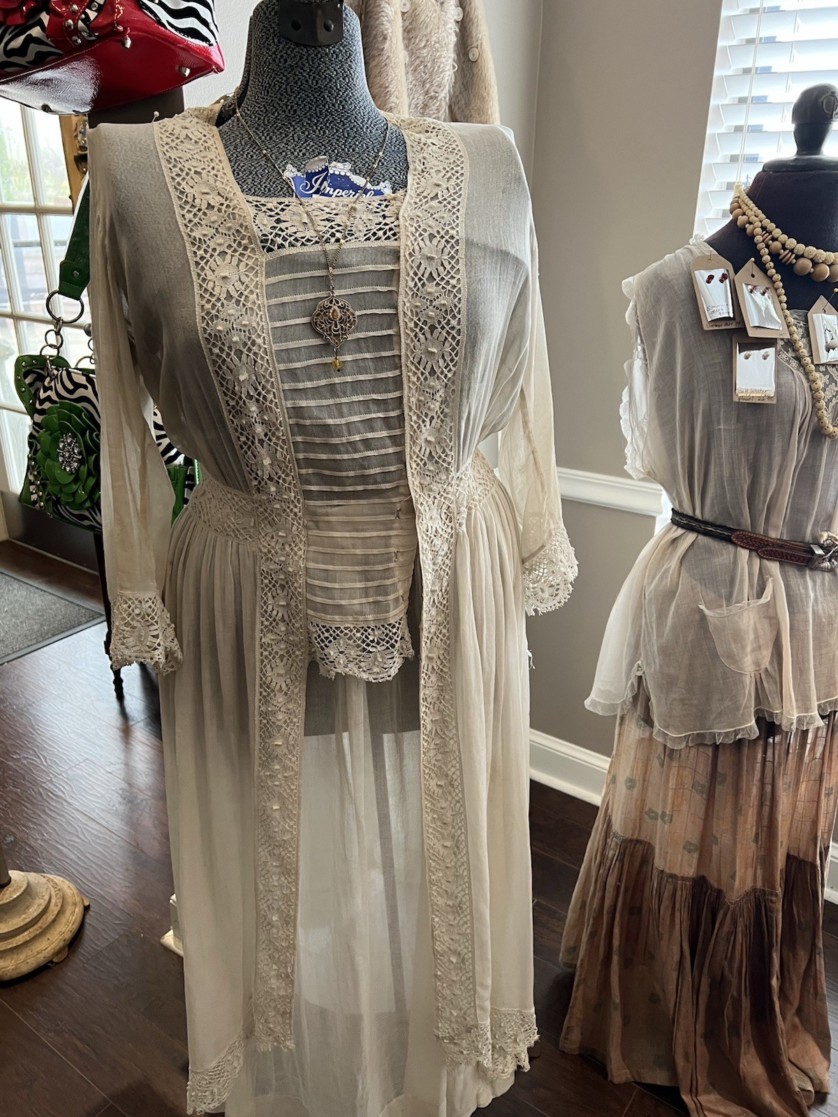 Antique off white sheer ladies dress