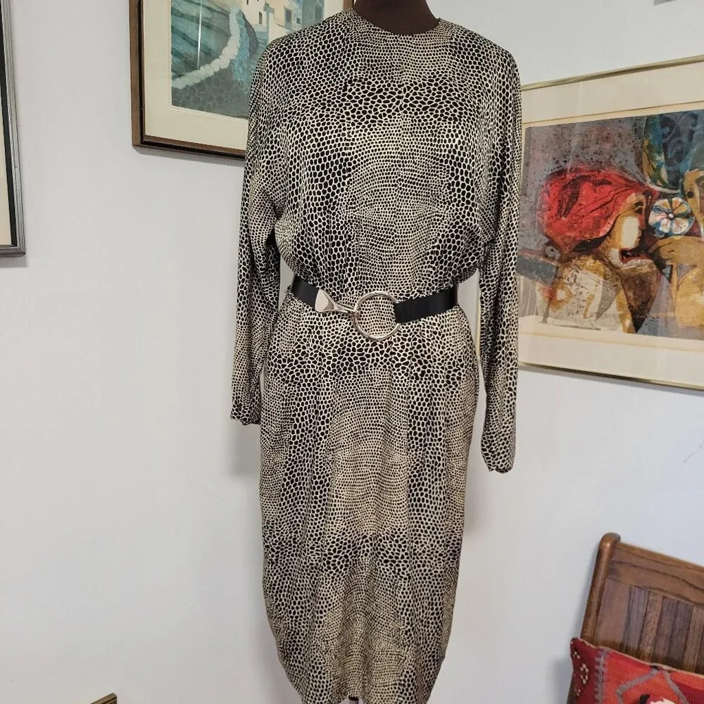Vintage Animal Print 80&rsquo;s Silk Dress from Neiman Marcus by Adele Simpson