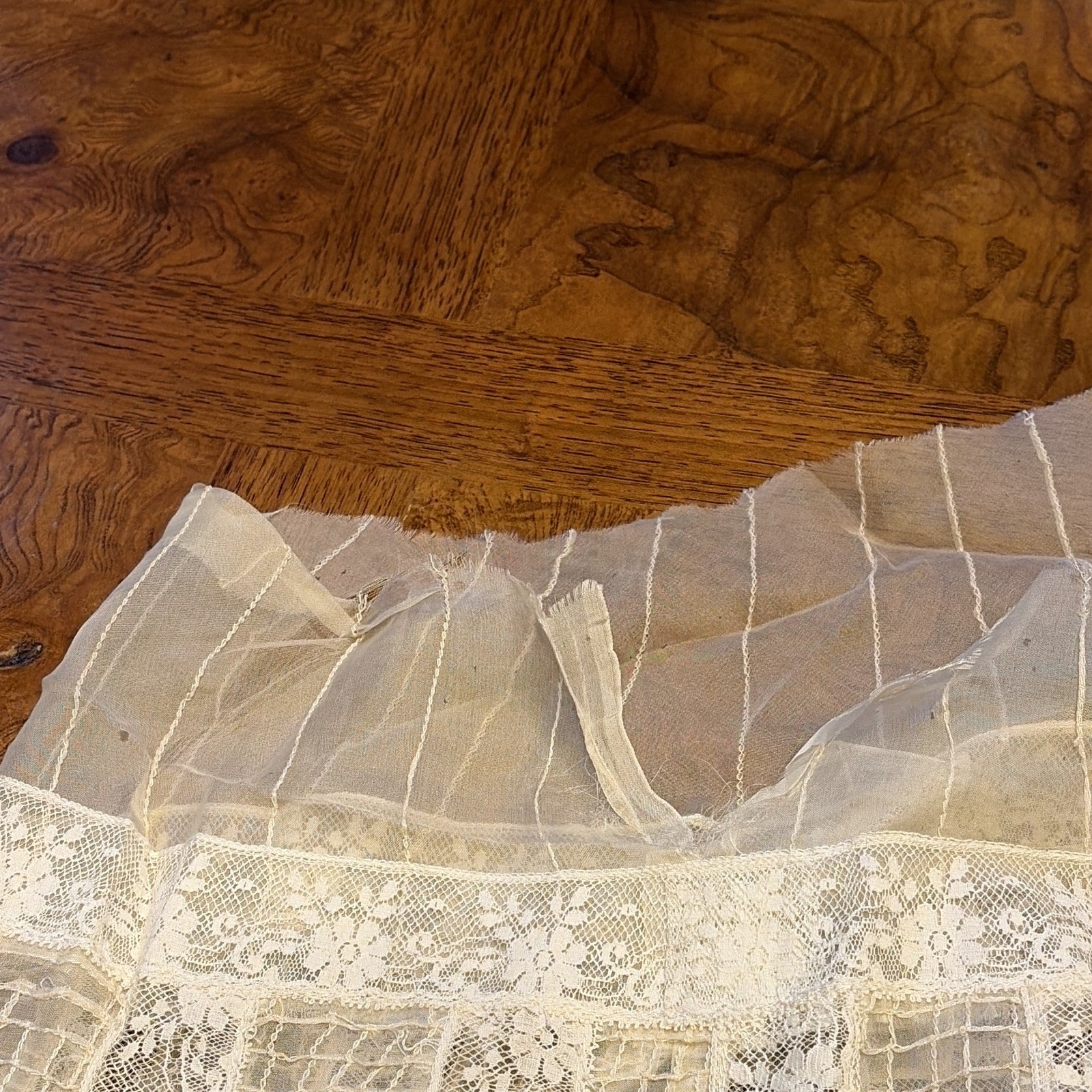 Vintage Silk Sheer Lace Petticoat Slip Skirt Layered Lace Trim Ivory/Material