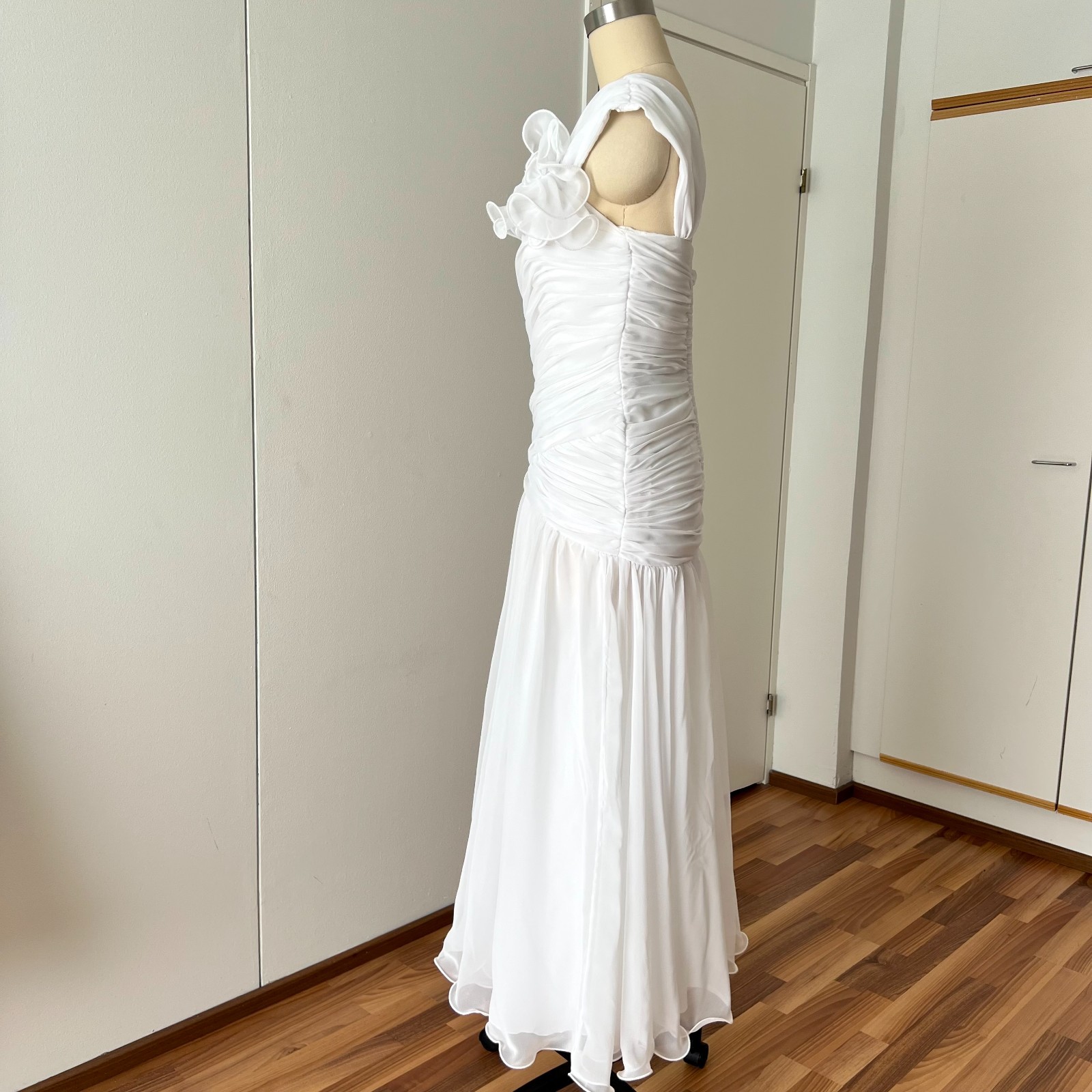 1980s JOHN CHARLES Minimalist Wedding Dress Drop Waist Bridal Fairytale Romantic