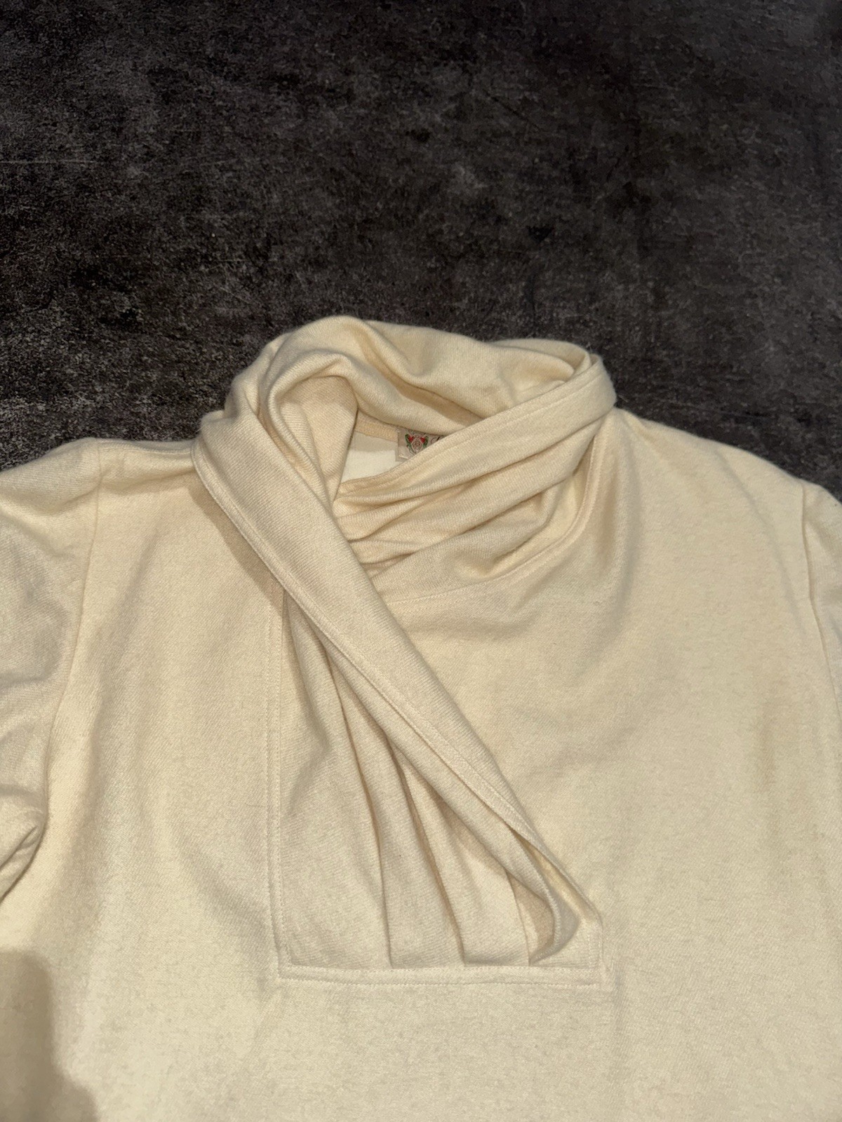 Vintage 1970s Gucci Designer Wool Ivory Dress Cowl Neck Old Money Chic 44 Womens