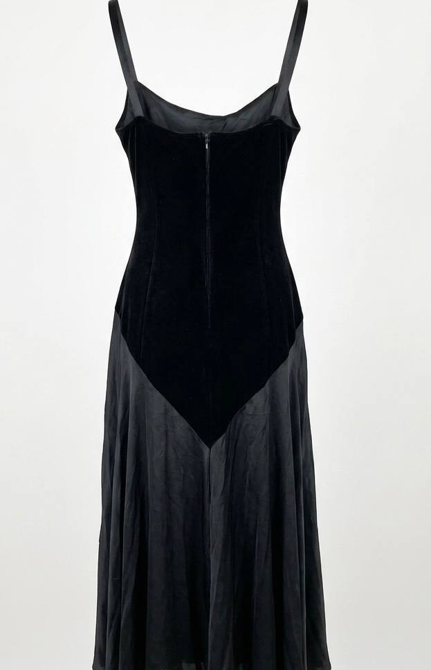 vintage 90s night way collection black velvet maxi dress size 6