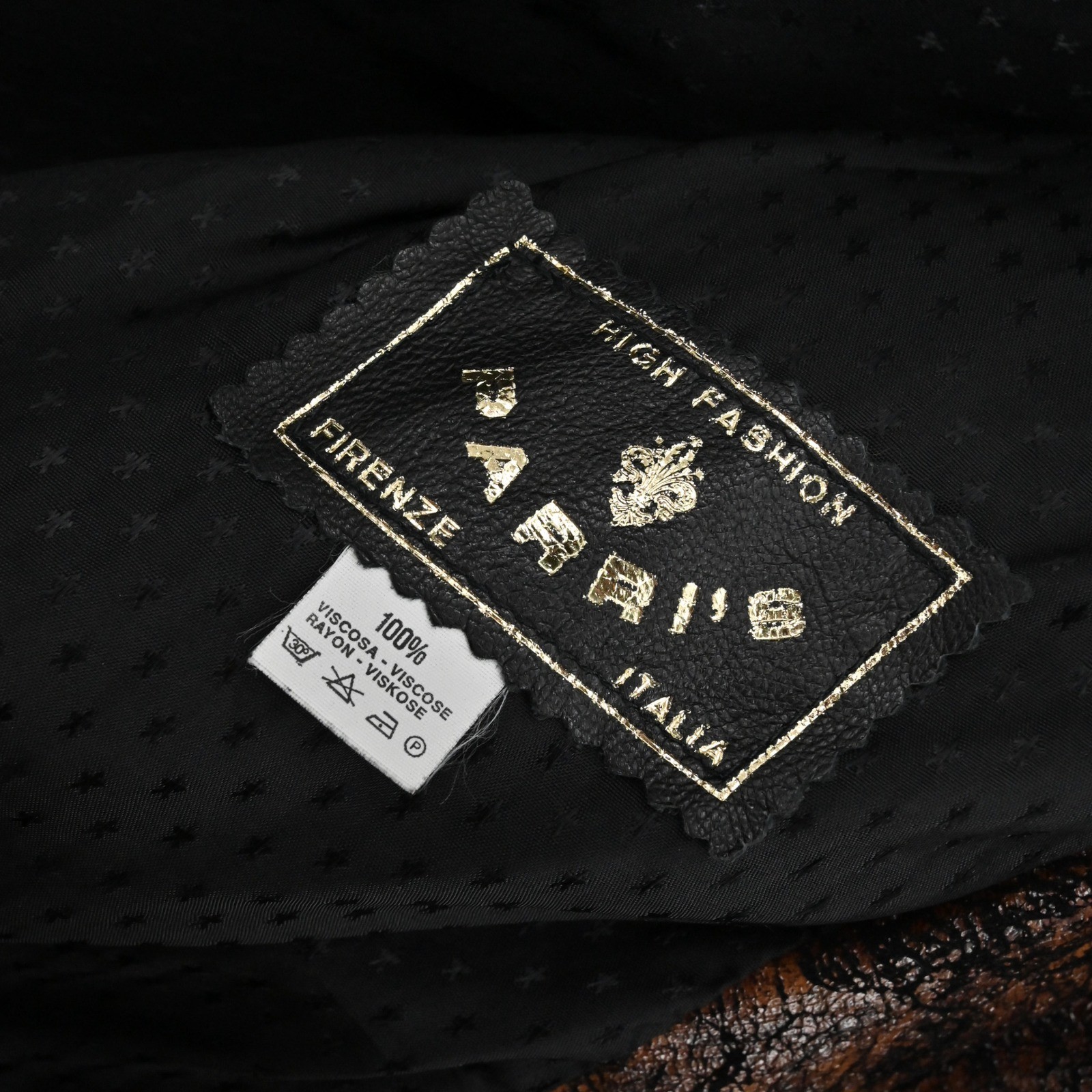 Vintage Parri Firenze Cropped Jacket Size L Brown Black Italy 80s Bomber Indie