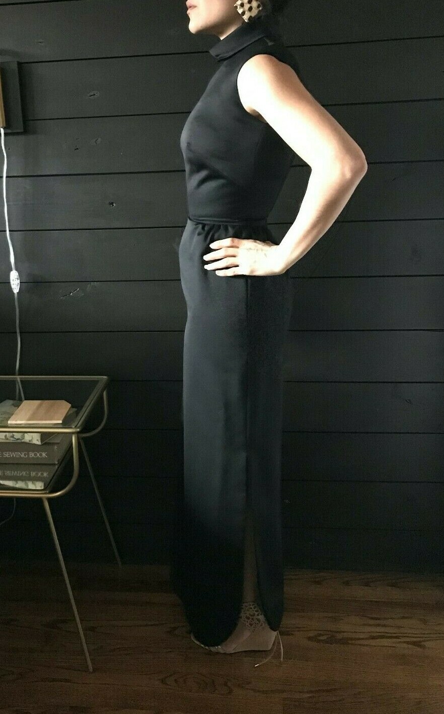 Vintage 1960s Black Sequin Jacket and Maxi Dress Set XS Evening Glam