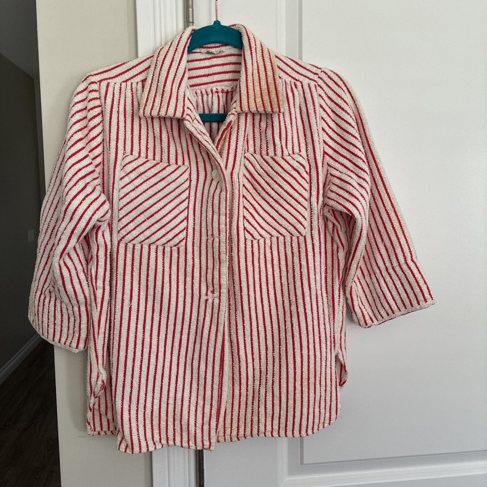 Vintage 70s Terry Cloth Women Top M Retro Beach Pool Coverup California USA
