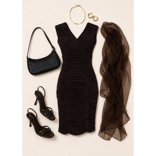 Vintage 90&rsquo;s Tadashi Women&rsquo;s Brown Ruched Bodycon Dress V-Neck Cocktail SizeXS