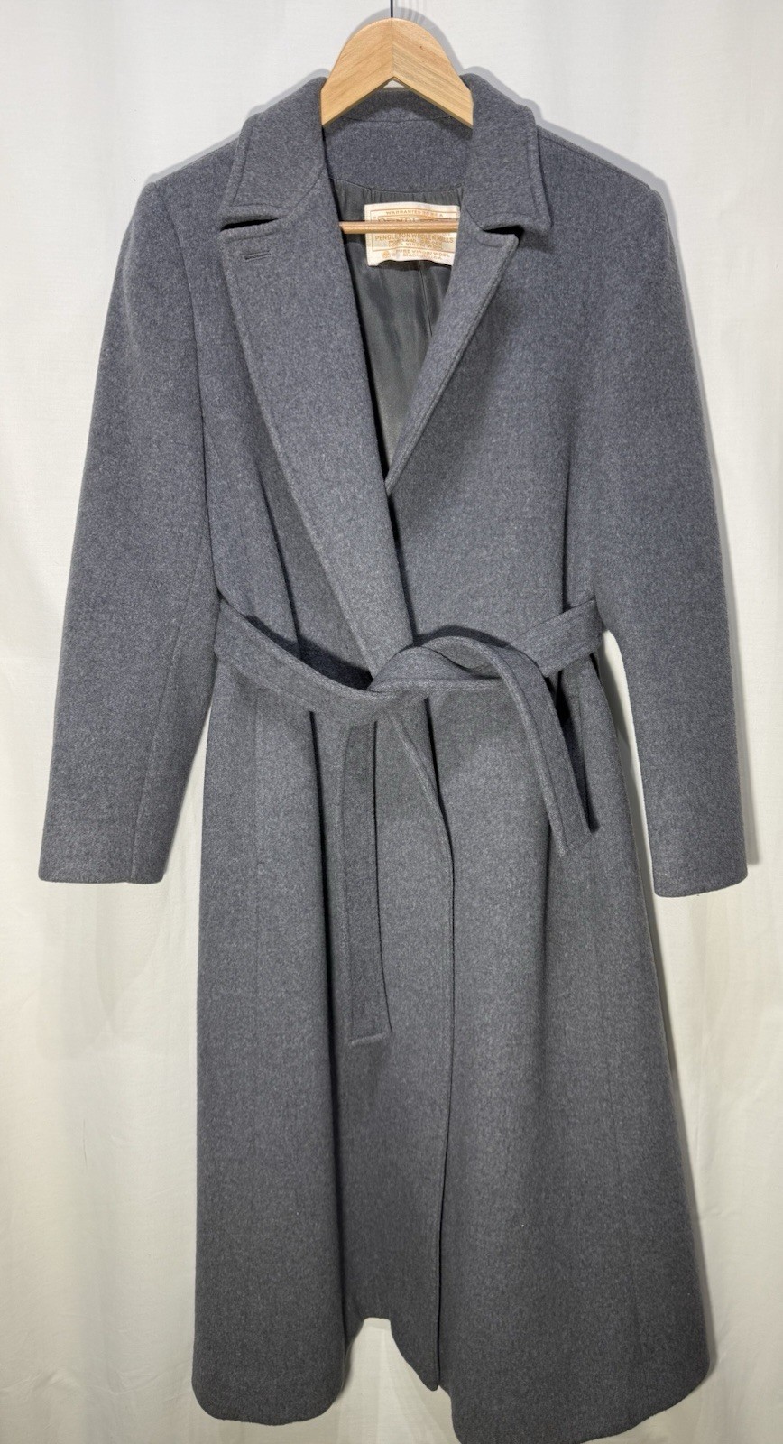 Pendleton 80’s VTG Pure Virgin Wool Women’s Long Gray Coat Made In USA Size12
