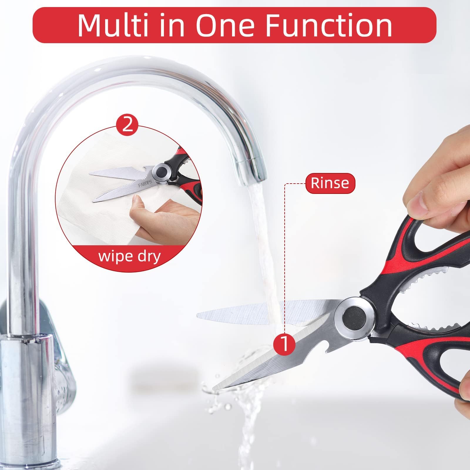 Kitchen Shears 2-Pack, Heavy Duty Meat Scissors, Stainless Steel, Dishwasher Saf