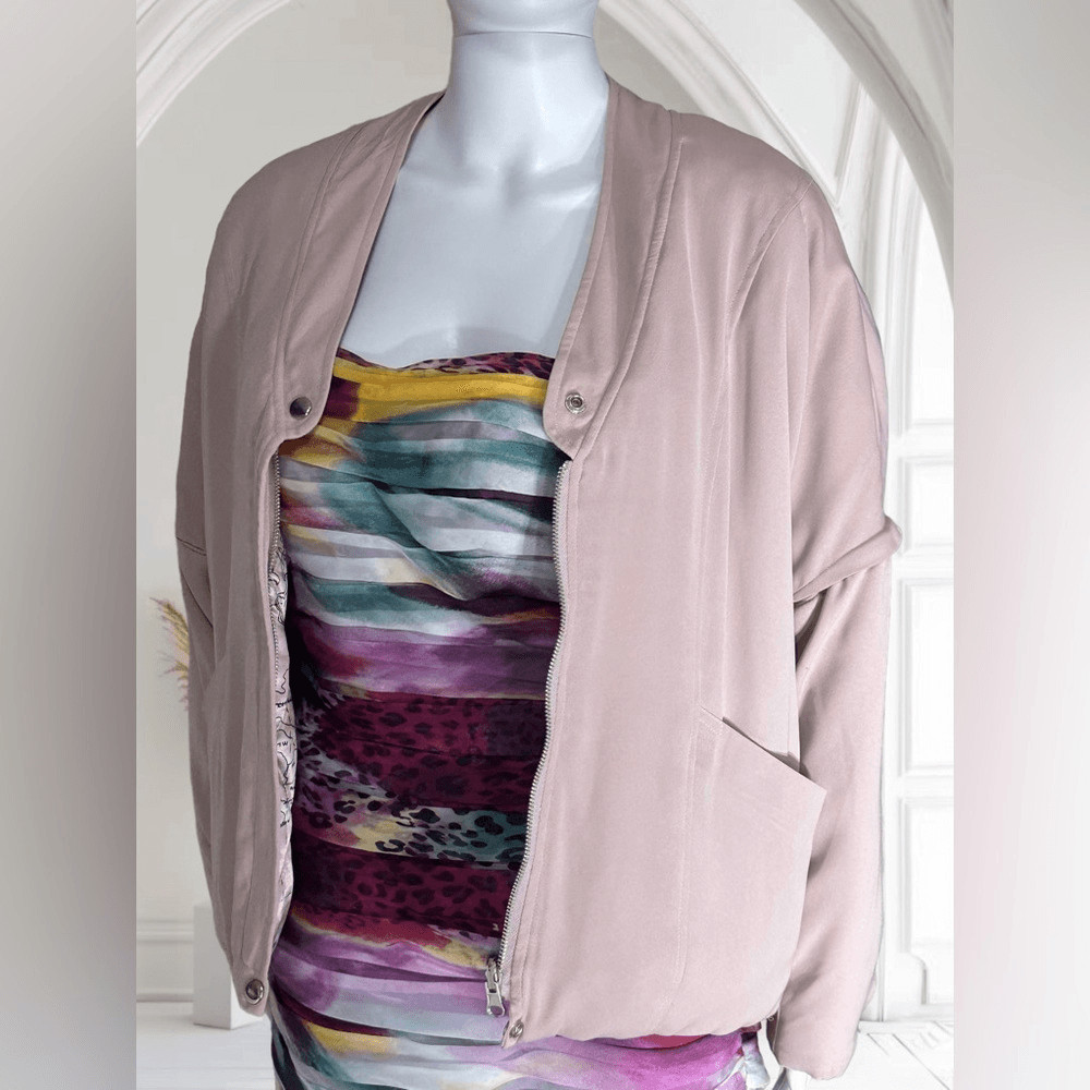 Anthropologie Kimchi Blue Pink Map or Solid Oversized Reversible Jacket