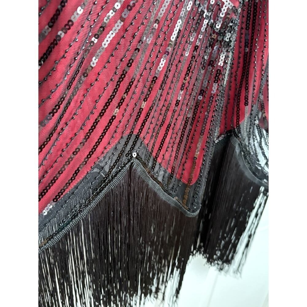 Classic Flapper Style Red & Black Dress Art Deco Glam Old Hollywood | M