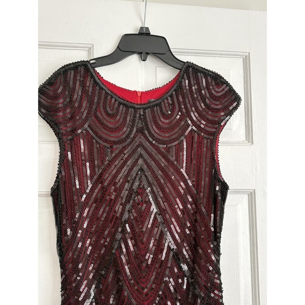 Classic Flapper Style Red & Black Dress Art Deco Glam Old Hollywood | M