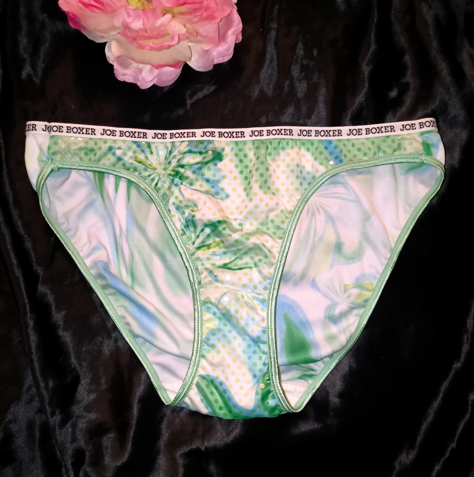 Vintage RARE! 90&rsquo;s JOE BOXER 100% Polyester BIKINI PANTIES M/6 Logo Waistband