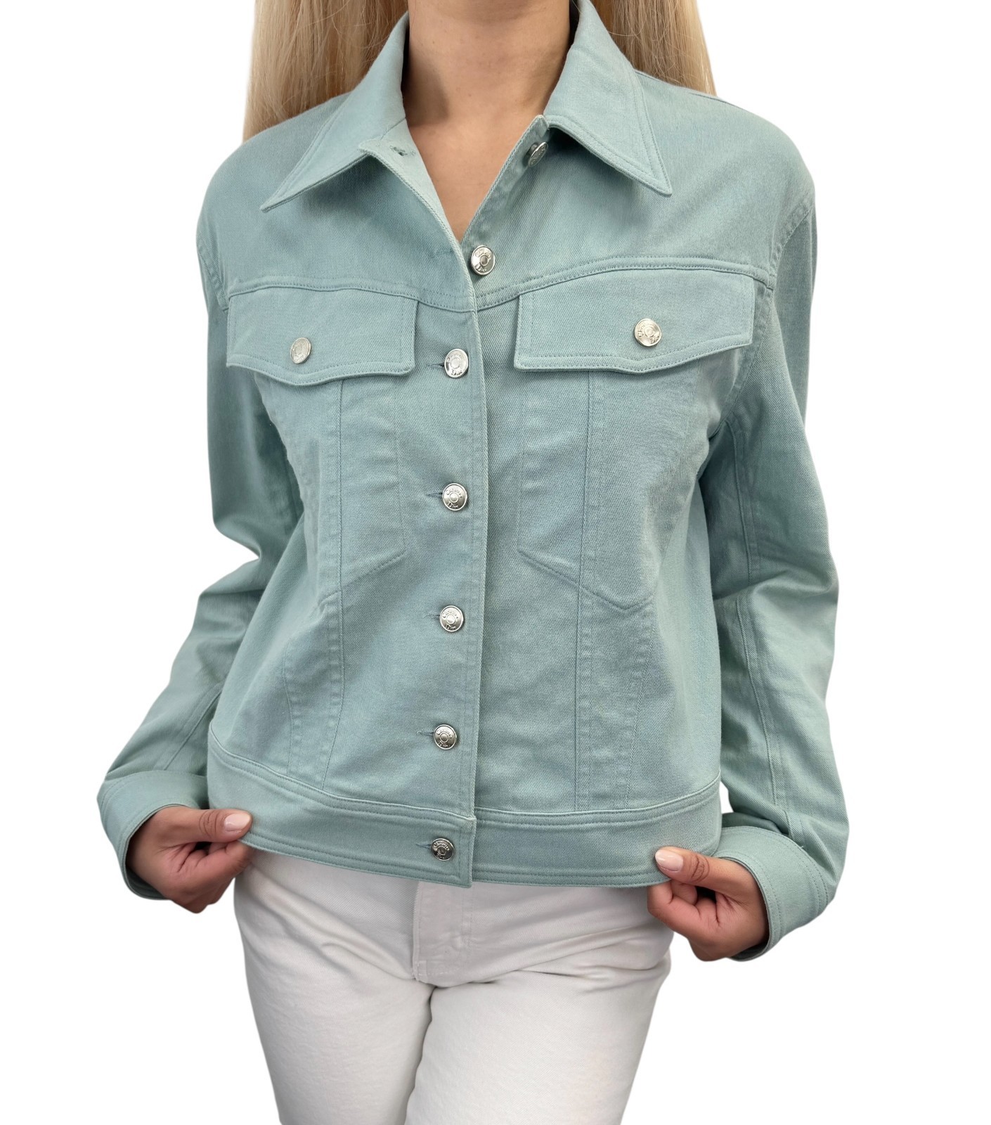 Christian Dior Vintage 2001 J&rsquo;ADORE Logo Denim Twill Jacket #36 Blue Yellow