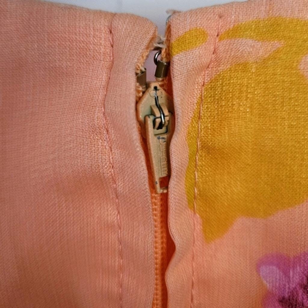 Vintage 70s Formal Floral Peach Long Sleeve Dress Deadstock Jac An Juniors 15/16