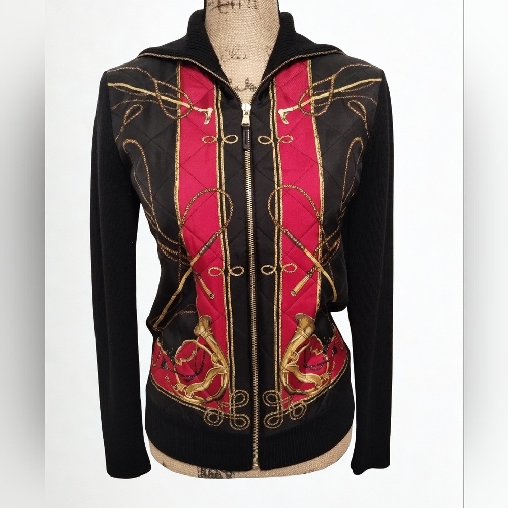 Ralph Lauren Vintage Equestrian Wool And Silk Sweater Zip Jacket Women&rsquo;s Size M