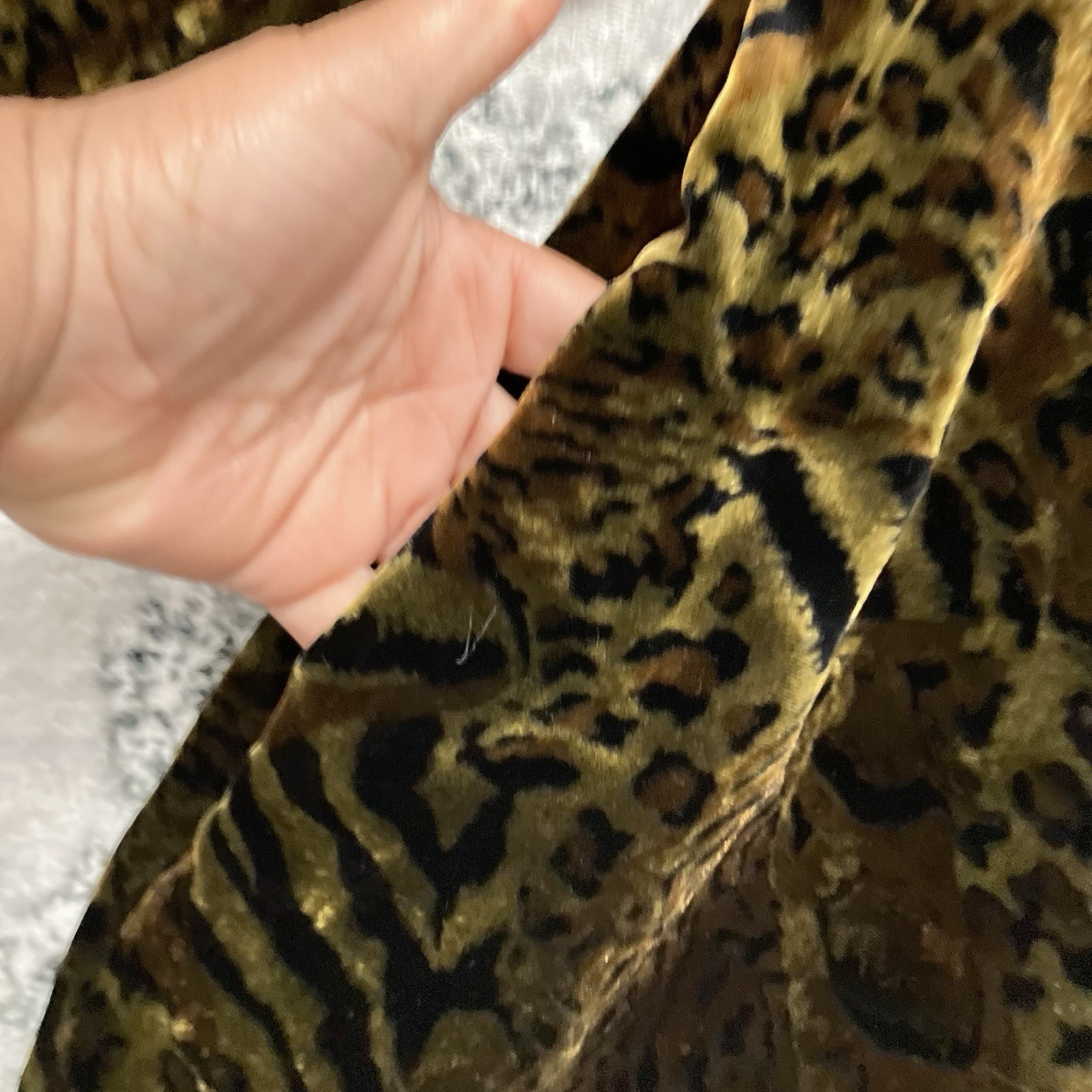 Vintage Rose Animal Print Velvet Burnout Duster Robe Jacket Silk Blend Size M
