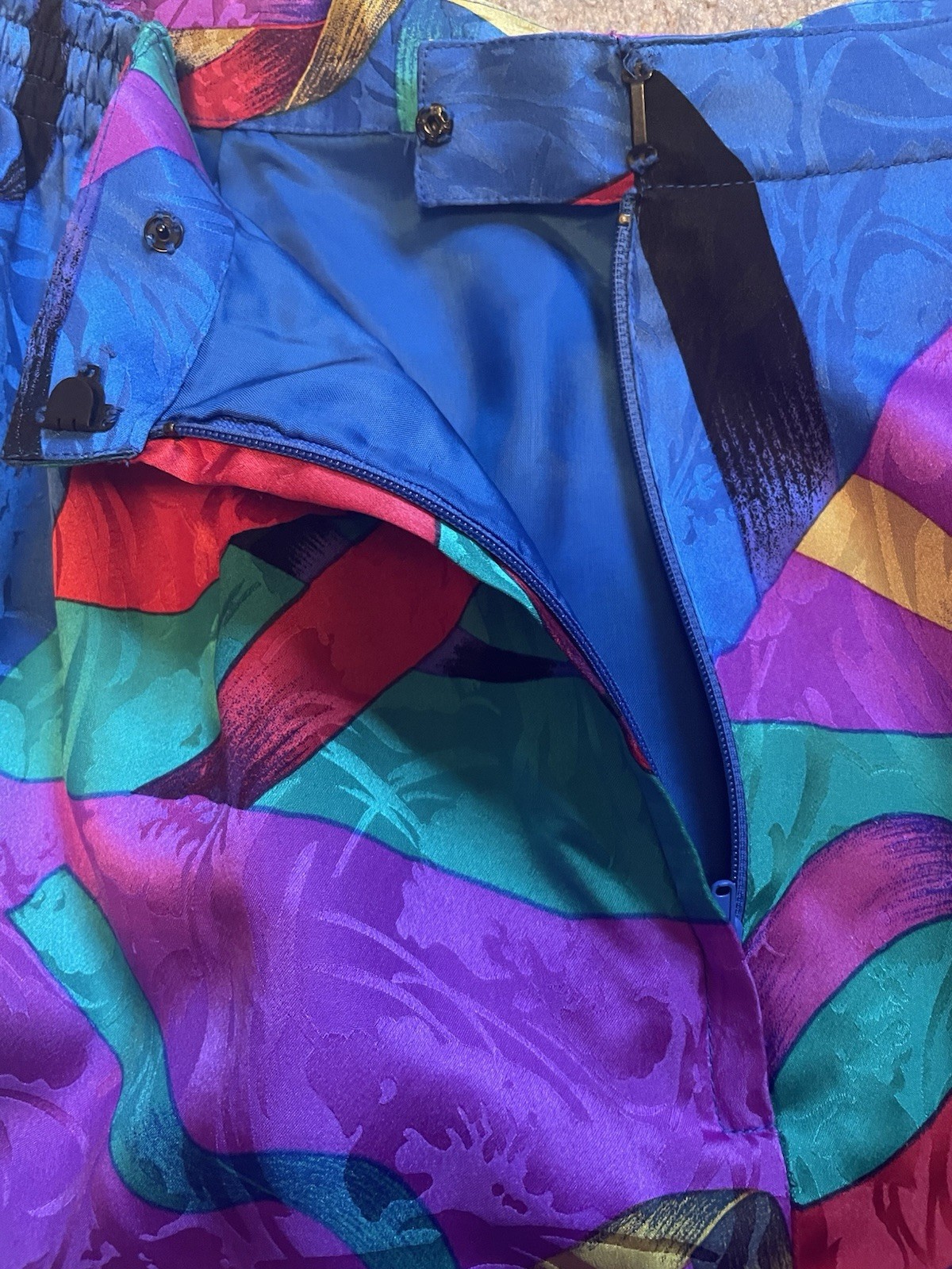 Anne Crimmins Umi Collection Silk Floral Abstract Print Skirt & Jacket Size 12
