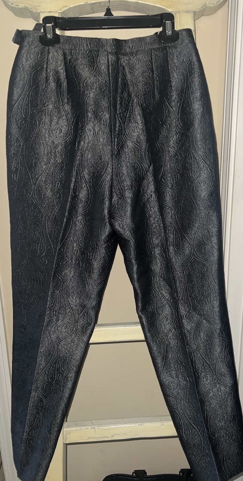 Escada Margaretha Ley VTG Gray Jacquard Wool Silk Sz 40 EU 10 USA Pants Slacks