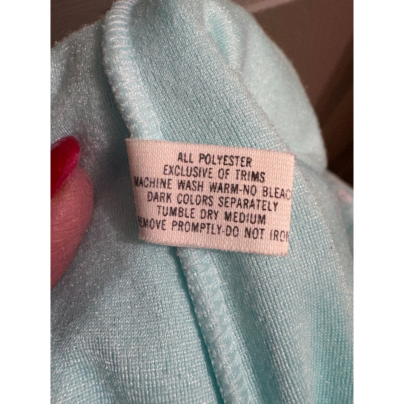 Shadowline Vintage Aqua Blue Fleece Zip Front Robe Floral Embroidered Medium