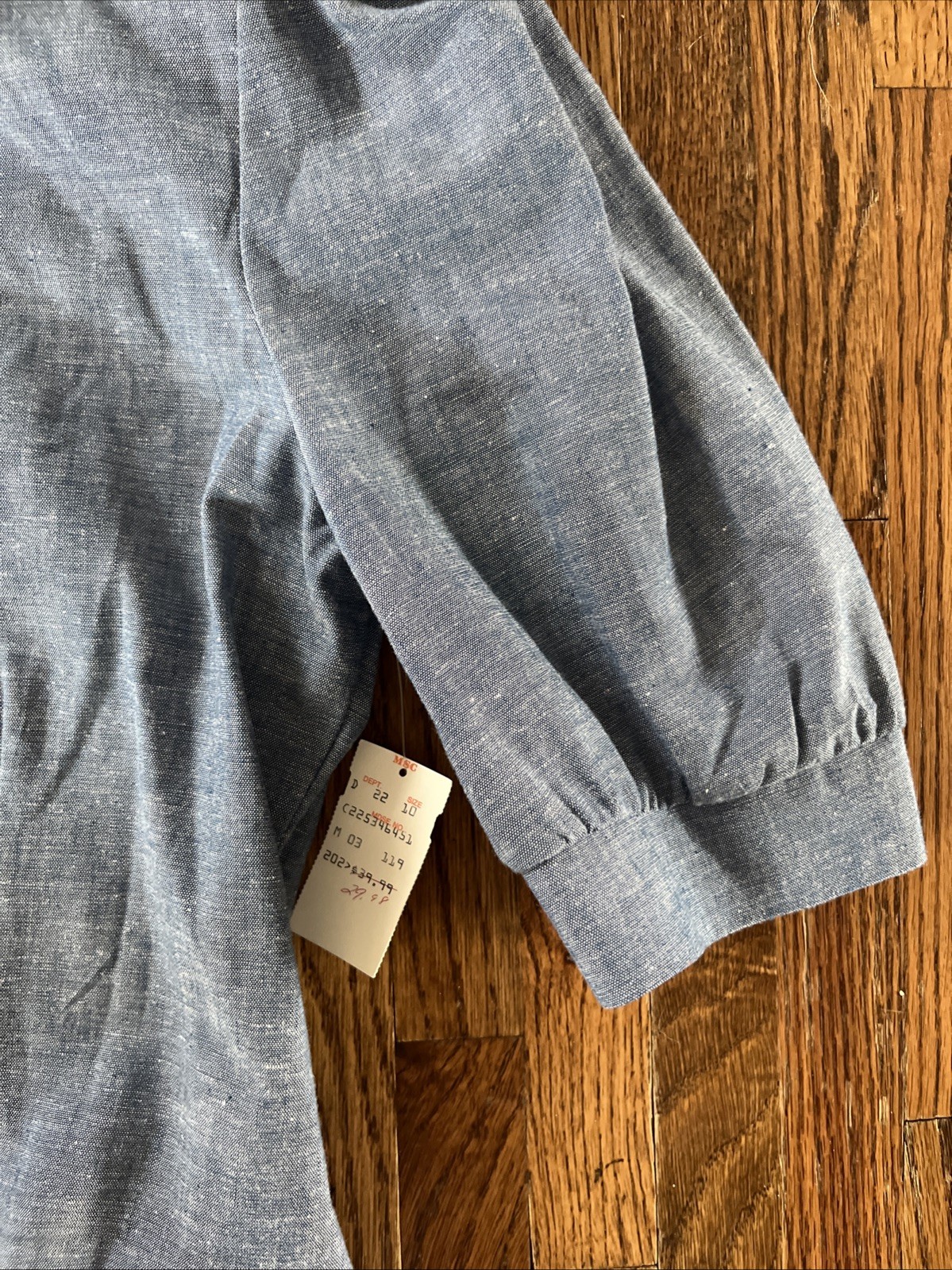 Vintage Light Blue Denim Chambray Modest Cottagecore Dress w/Lace Collar Sz 9/10